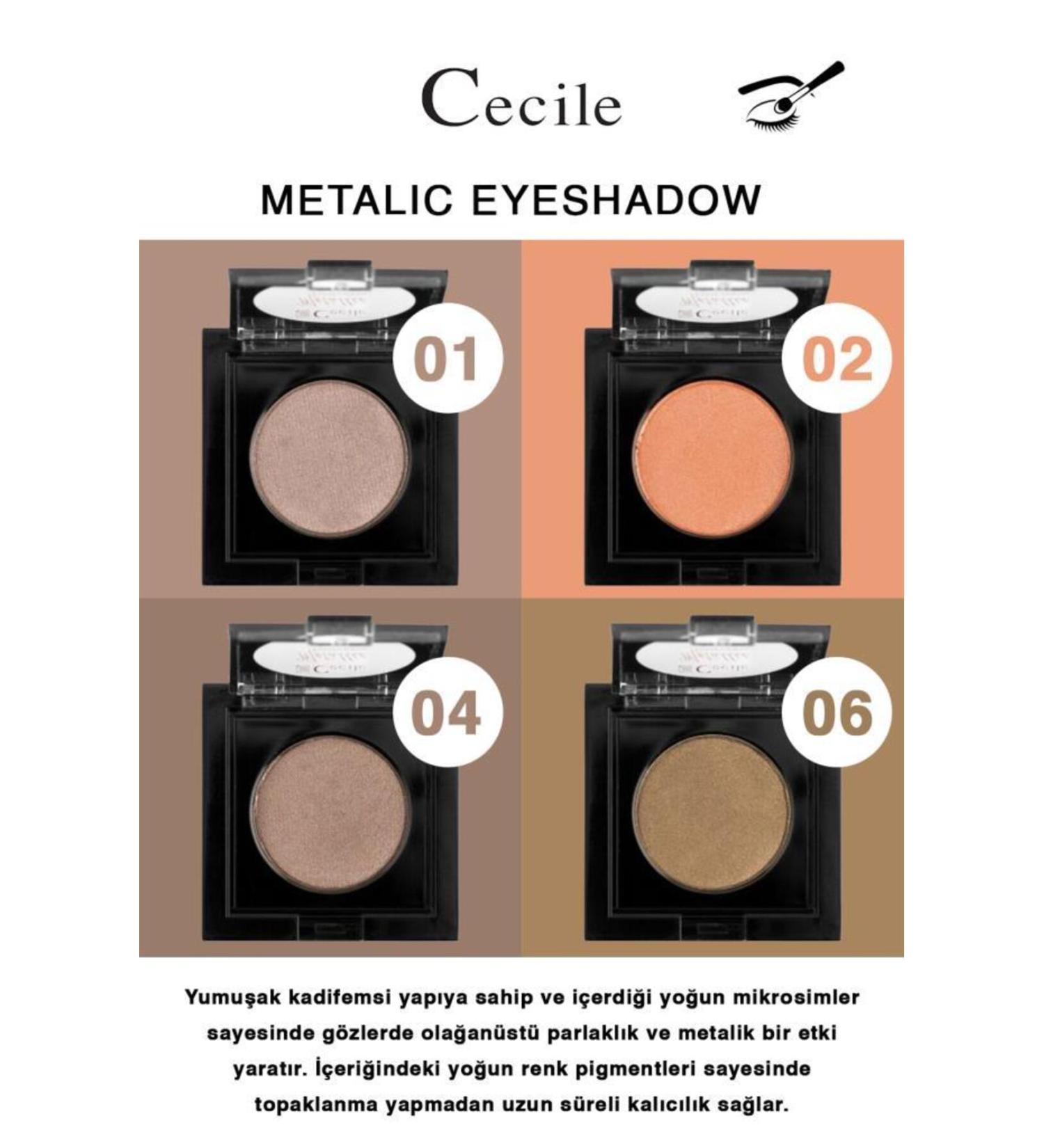 Cecile Intense Pigmented Warm-Cold Colors Metallic Eyeshadow Nude Series Set of 4
