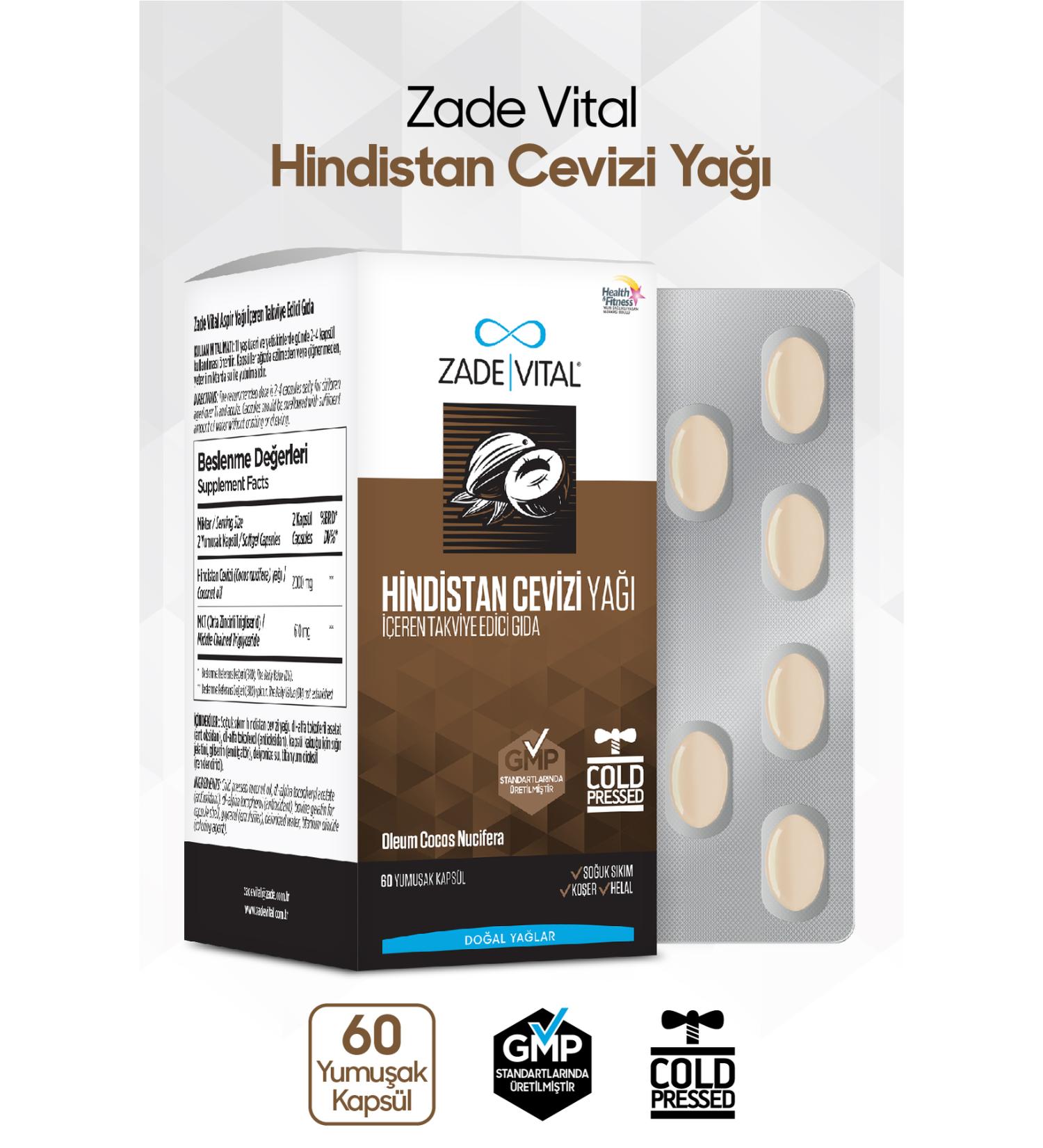 Zade Vital Coconut Oil 1000 Mg 60 Blister Capsules