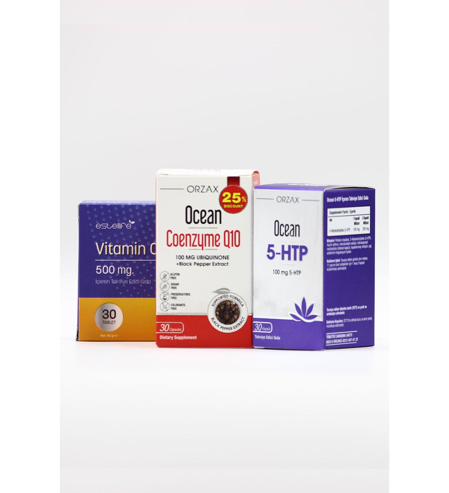 Ocean Coenzyme Q10 - Ocean 5-HTP - Vitamin C 500 mg