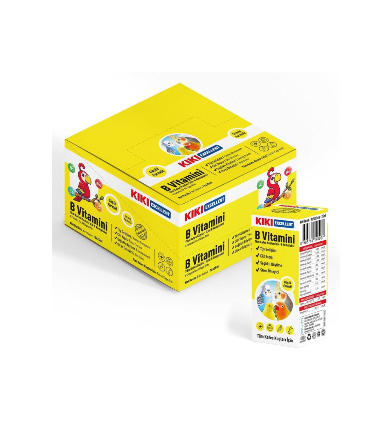 Furlo KIKI Excellent Bird Vitamin B 25 ml. 16 Pieces (Box) - Petshopundan