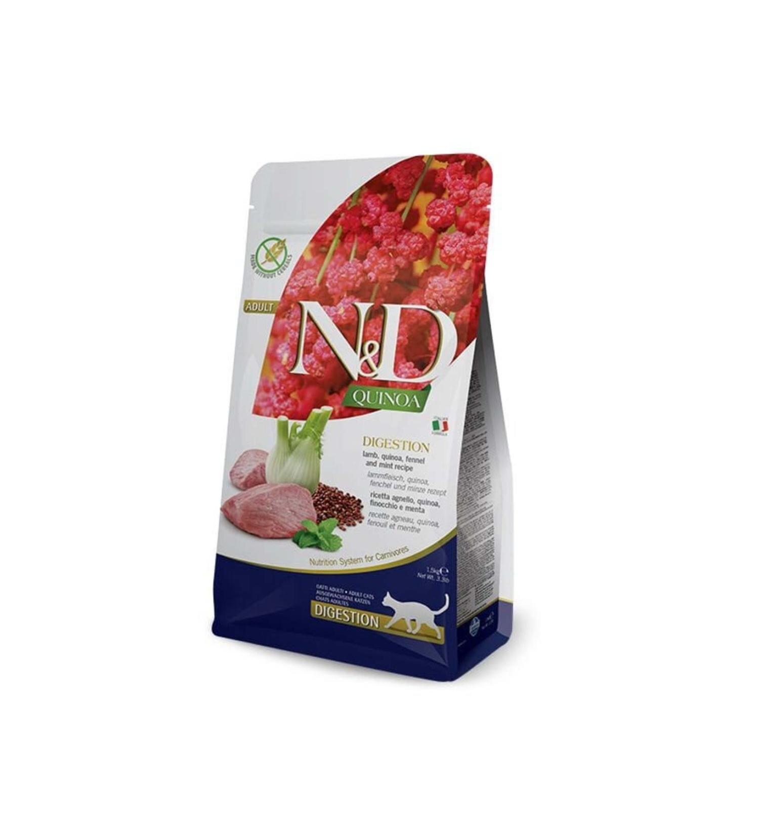 N & D Quinoa Digestion Lamb Adult Cat Food 1.5 Kg