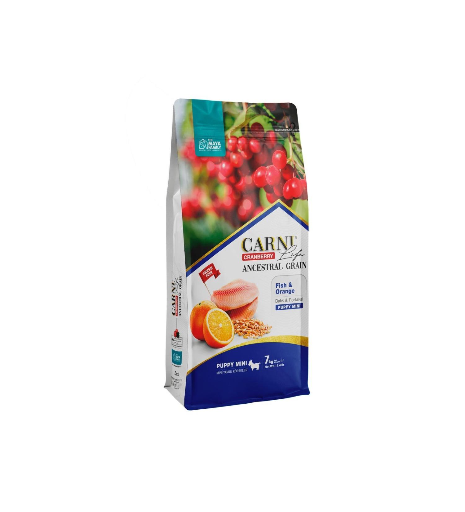 CARNI LIFE Carni Dog Puppy Mini Fish/Orange Dog Food 7 Kg