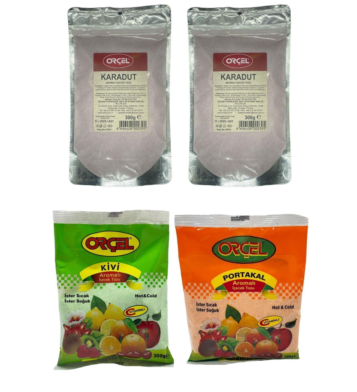 OR EL 1 Orange + 1 Kiwi + 2 Black Mulberry Flavored Drink Powder Oralet Tea 4 X300gr.