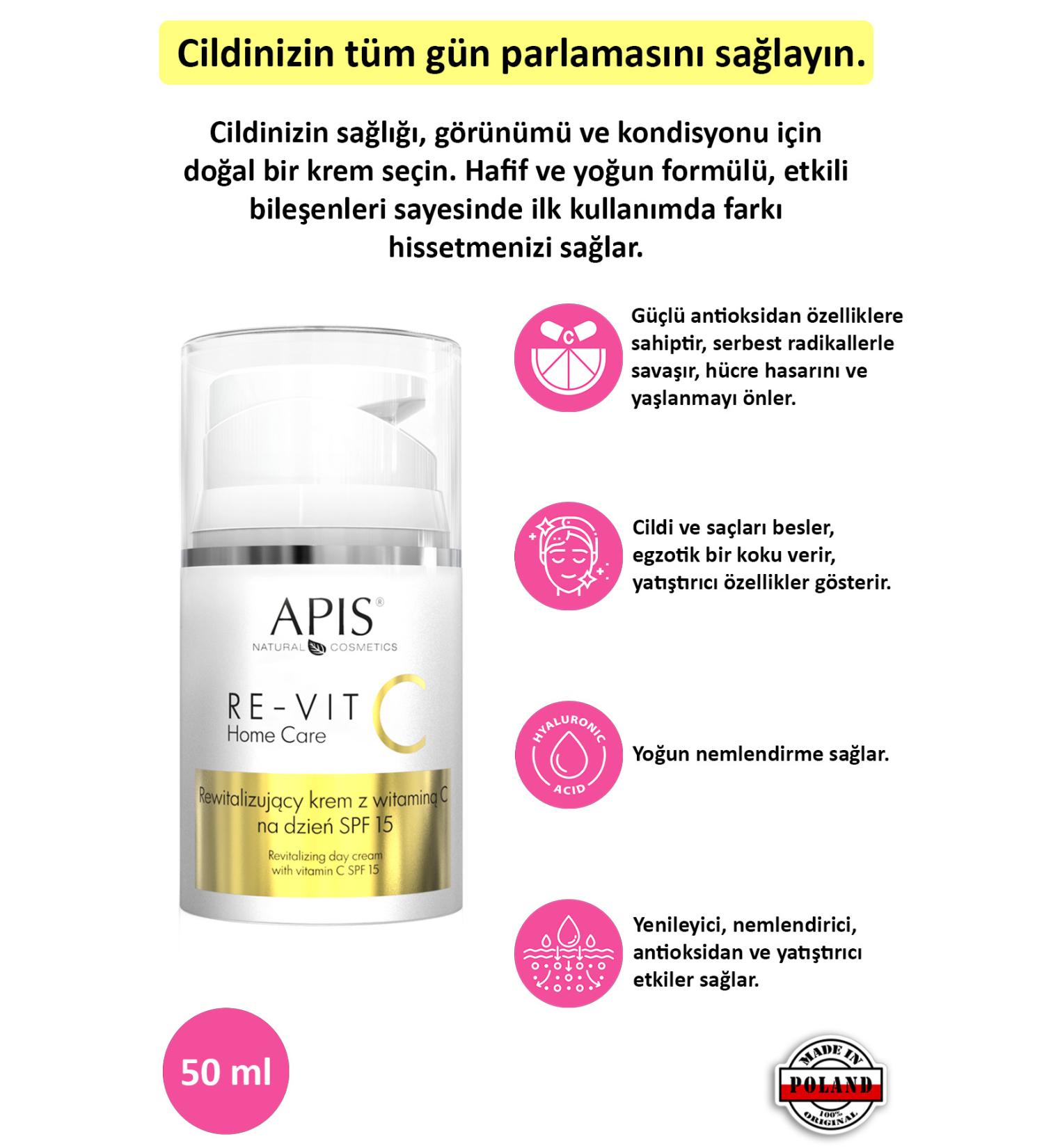 Apis Natural Cosmetics Face Moisturizing Daily Cream Spf15 - 50ml