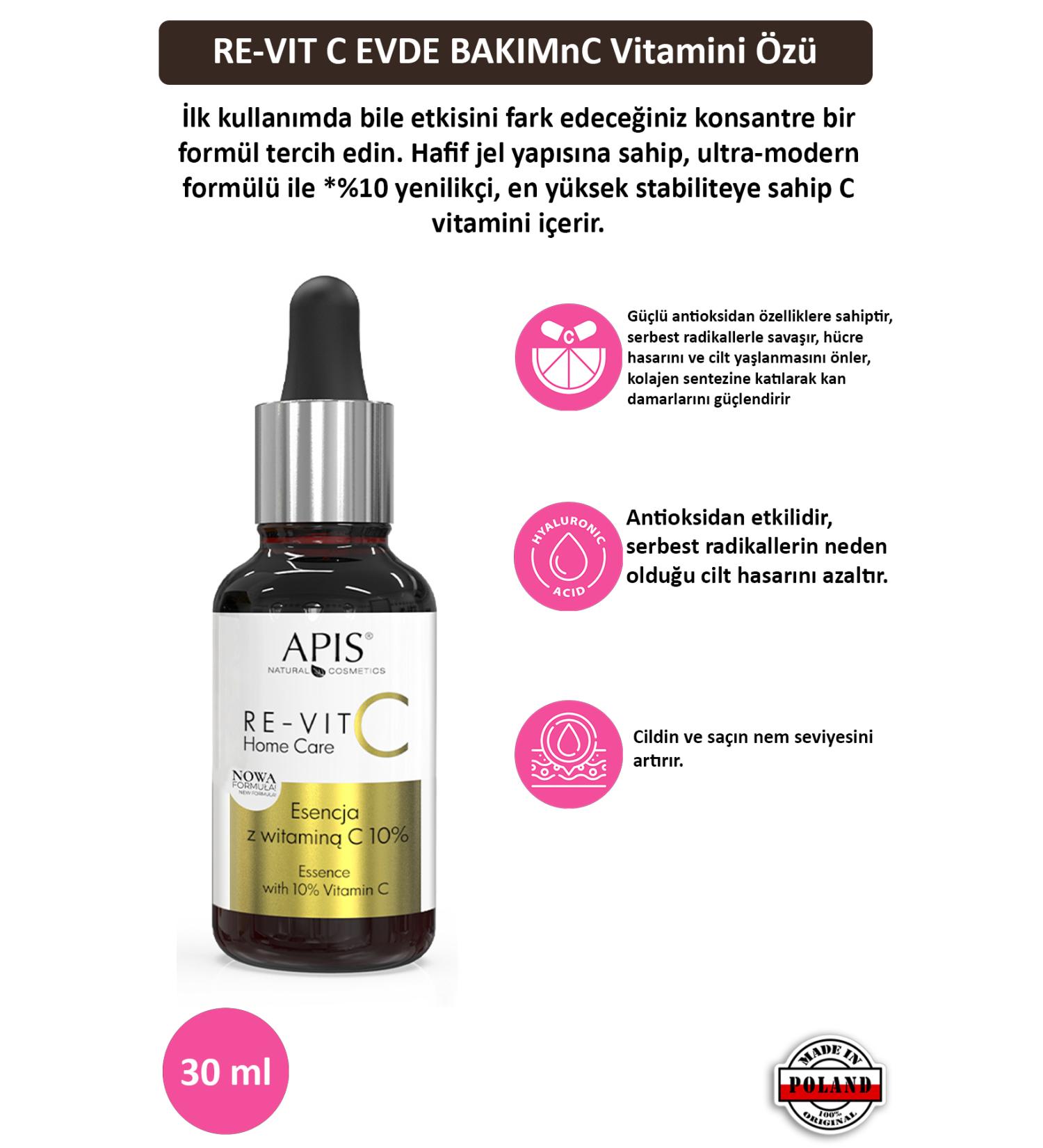 Apis Natural Cosmetics Re-vit C Home Care Vitamin C Essence New Formula - 30 ml