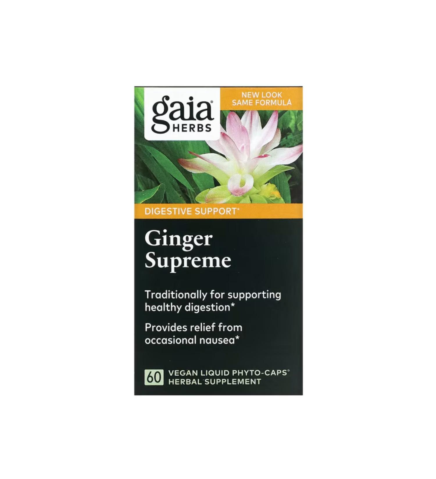 Gaia Herbs Ginger Supreme 60 Vegan Liquid Phyto-Caps usa vers.2342343