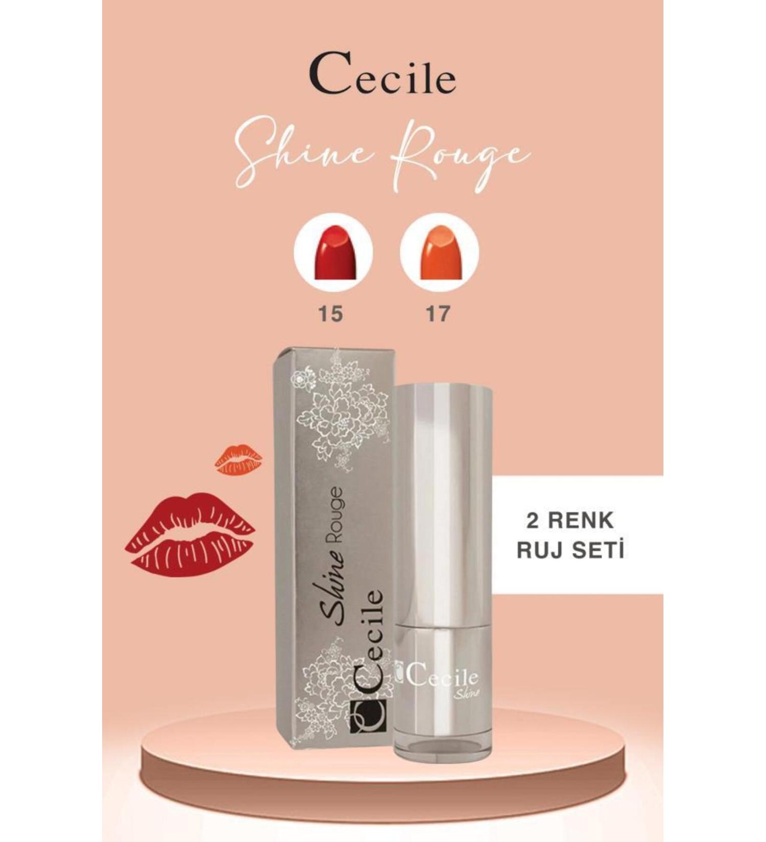 Cecile Shine Rouge Lipstick Series Shiny and Moisturizing Full Lips 15-17