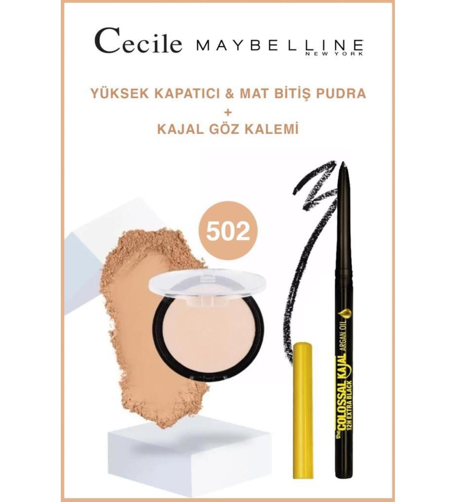 Cecile Intense Coverage Matte Powder 502-Kajal Eyeliner Set - Buy Online on GoSupps.com