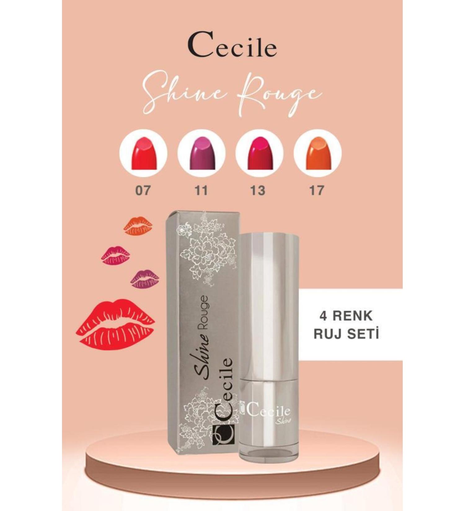 Cecile Shine Rouge Lipstick Series Shiny and Moisturizing Full Lips 07-11-13-17