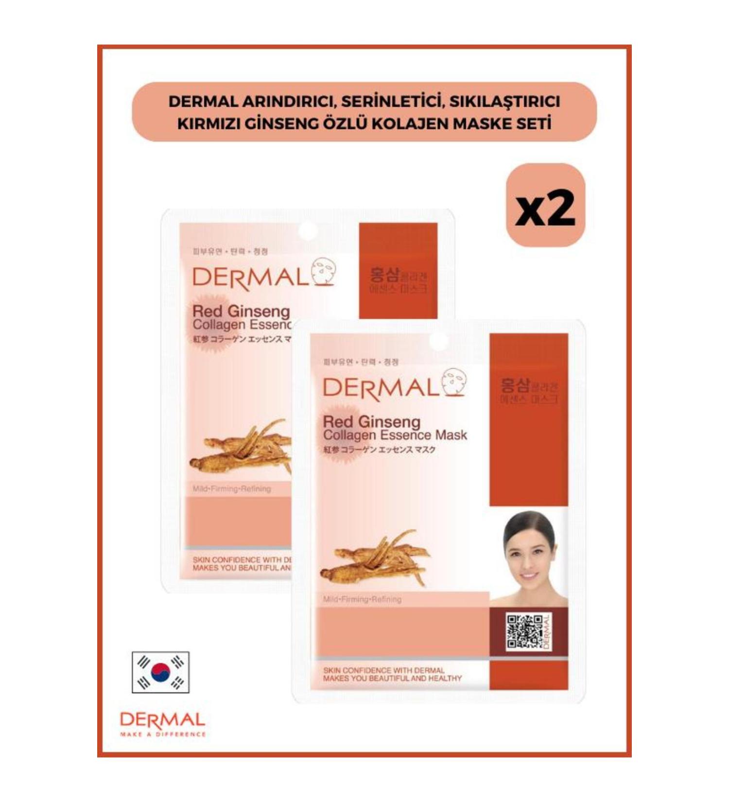 Dermal Purifying Cooling Firming Red Ginseng Essence Collagen Mask Set of 2 Pieces - Buy Online on GoSupps.com