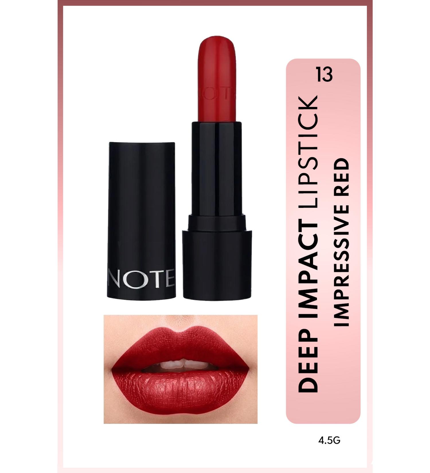 Note Cosmetics Deep Impact Lipstick Creamy Texture Semi-Glossy Lipstick 13 Impressive Red - Red - Buy Online on GoSupps.com