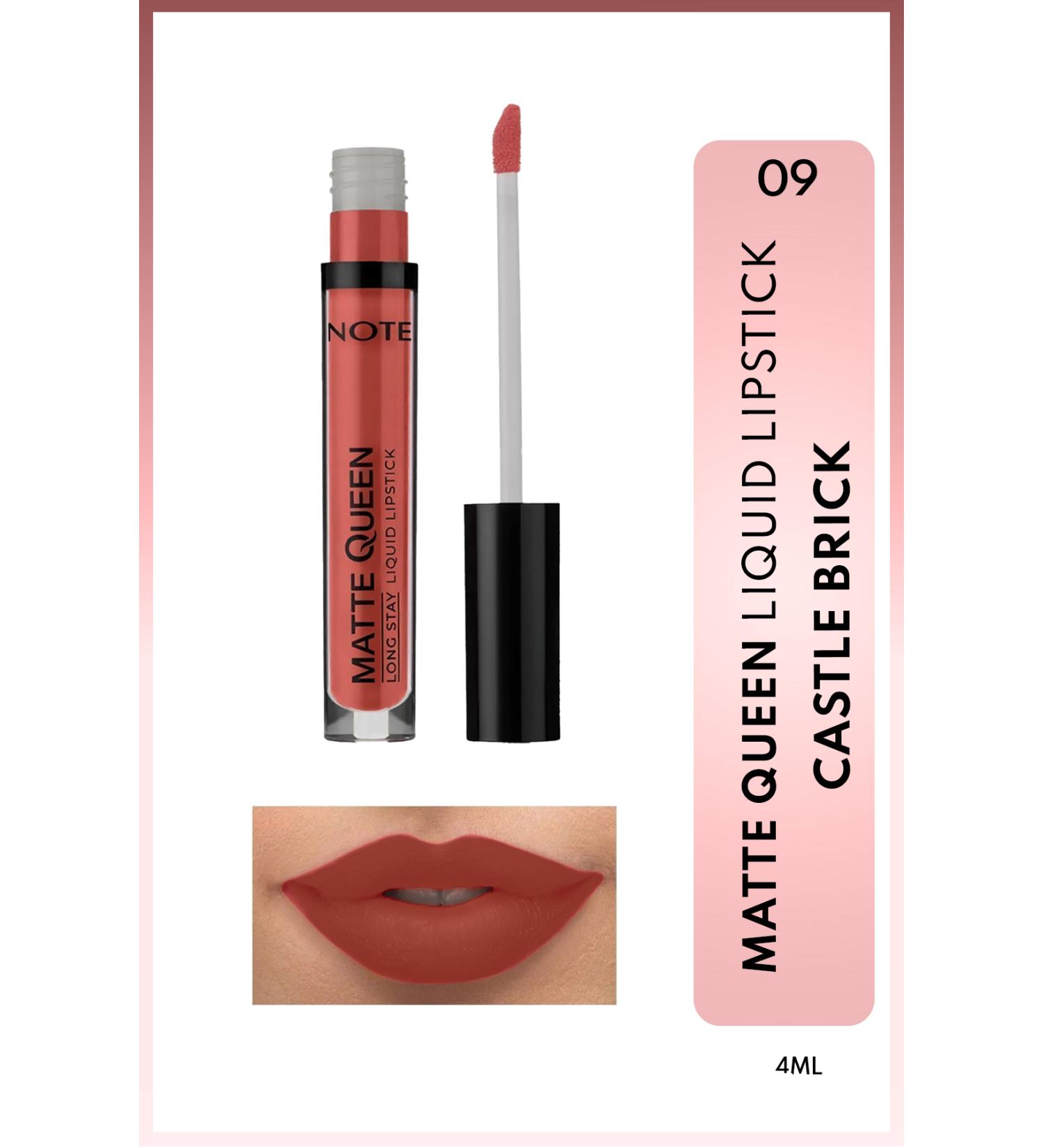 Note Cosmetics Matte Queen Lipstick Permanent Matte Liquid Lipstick - 09 Castle Brick - Pink - Buy Online on GoSupps.com