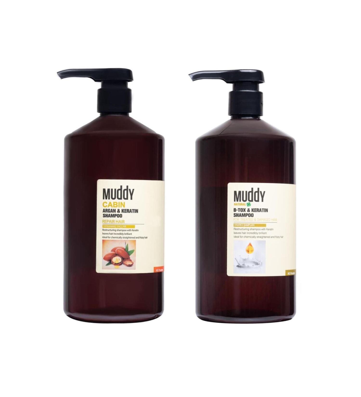 Muddy Argan&keratin Shampo0 1000 ml + B-tox&keratin Shampoo 1000 ml