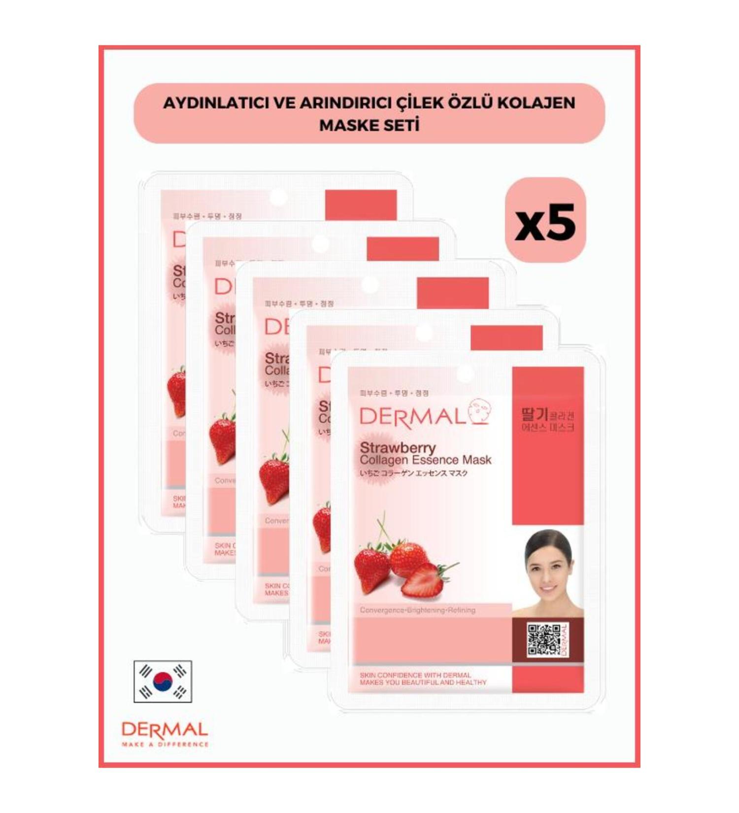 Dermal Brightening and Purifying Strawberry Extract Collagen Mask 23gr 5 Pieces - Buy Online on GoSupps.com