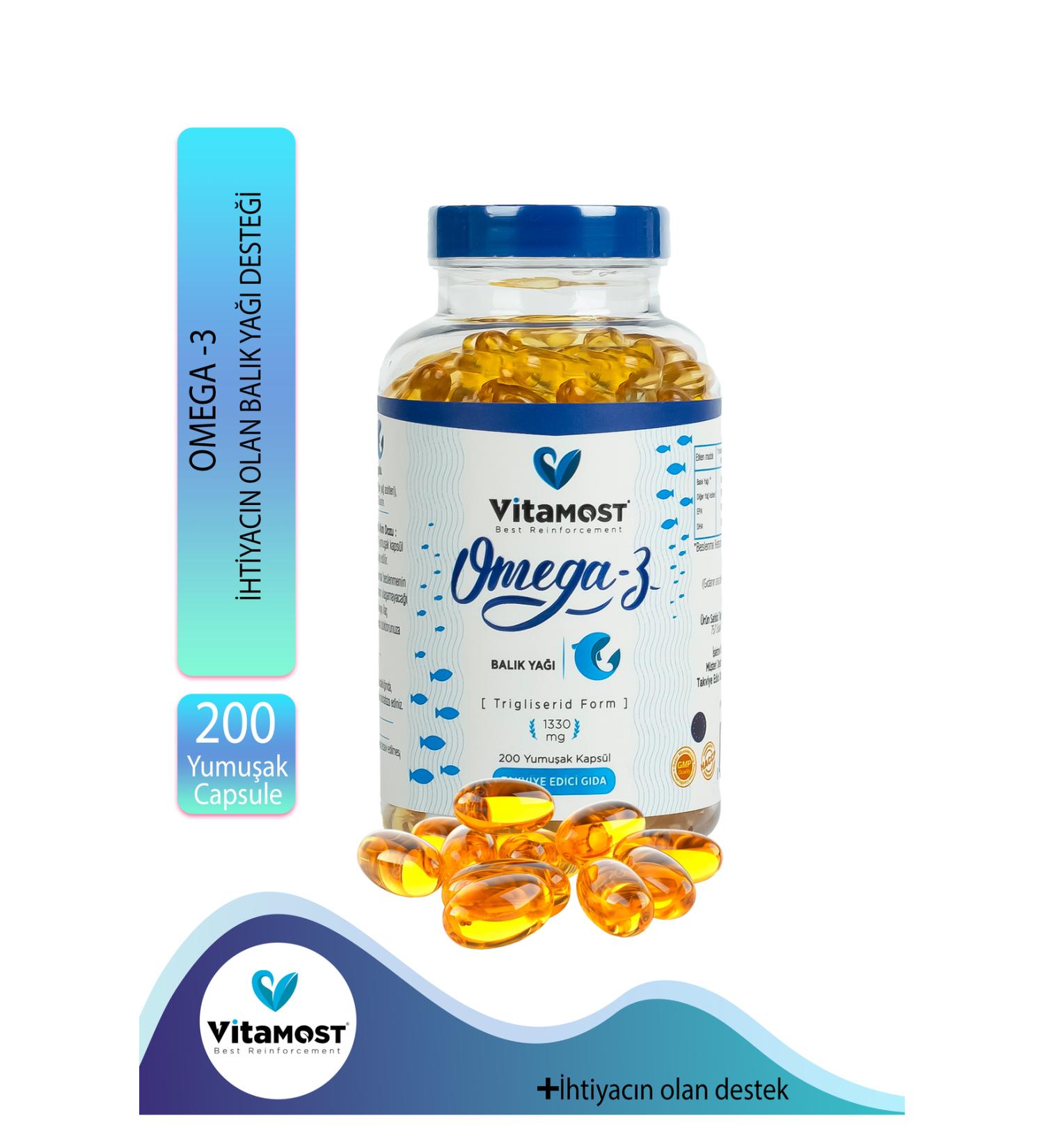 Vitamost Omega 3 Fish Oil 200 Softgels - Buy Online on GoSupps.com