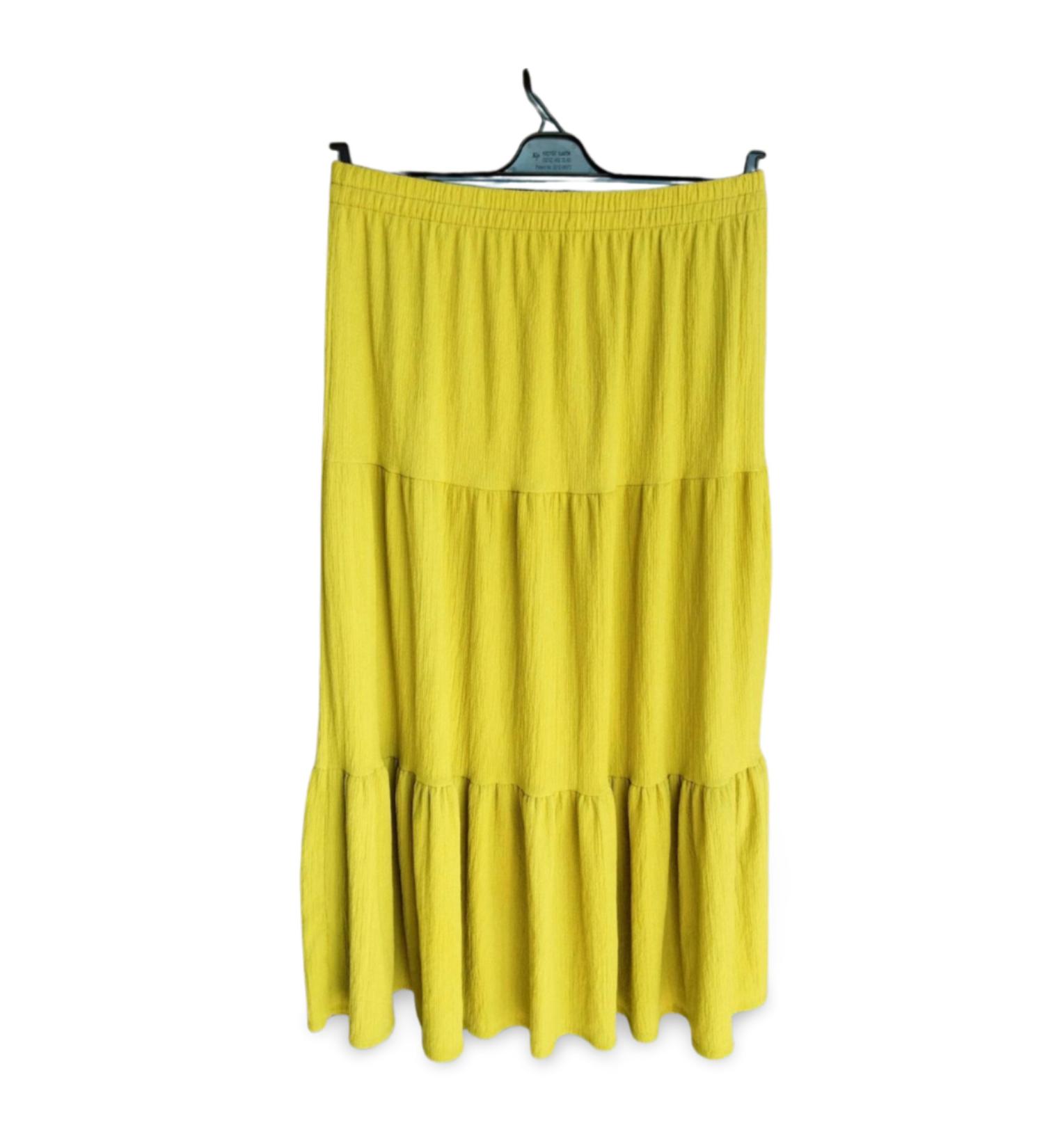 Skygo Elastic Waist Plaid Fabric Skirt Mother Skirt Long Prayer Skirt Green 44-52 size