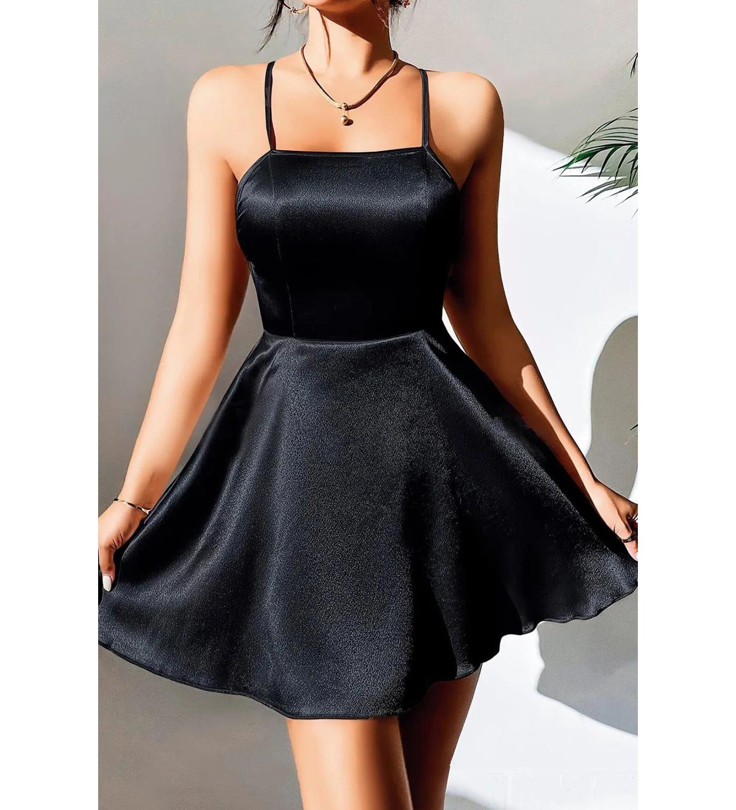 Skygo Night Light Women's Deep Backless Fantasy Black Mini Nightgown 3654