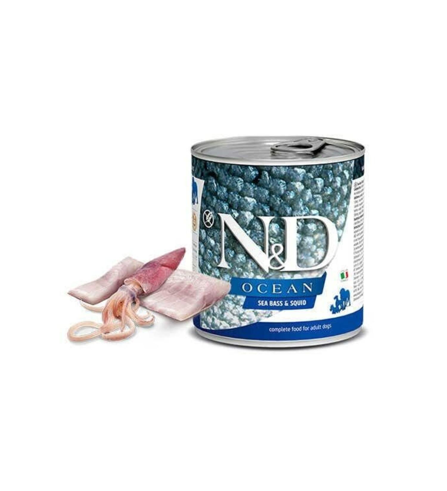 & D Ocean Sea Bass and Squid Adult Dog Canned Food 285 gr - Petshopundan