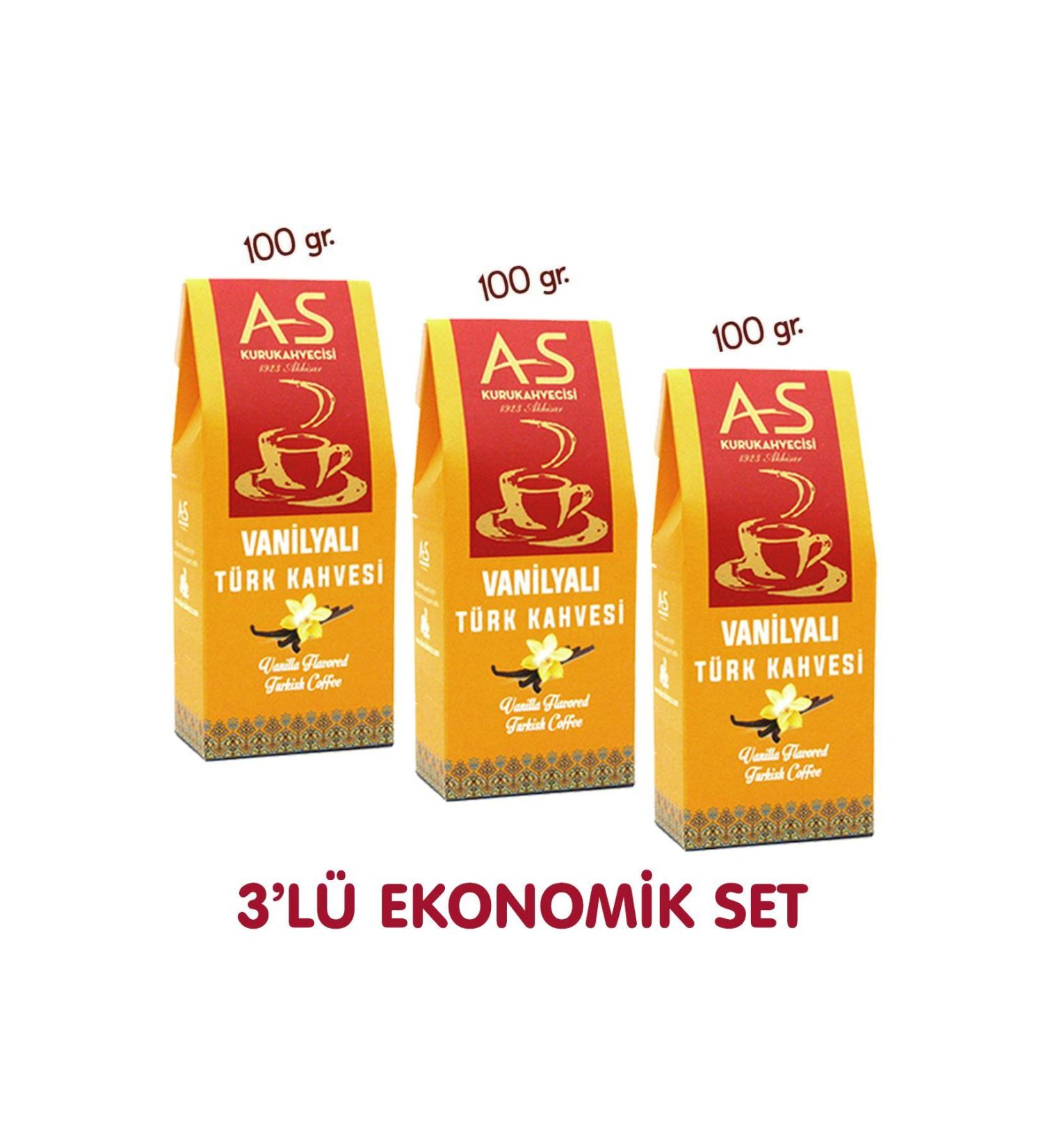 AS Kurukahvecisi 3-Piece Vanilla Turkish Coffee Economic Set