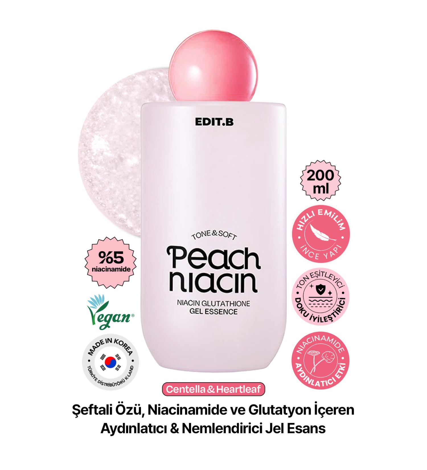 EDITB Brightening Gel Essence with Niacinamide and Glutathione EDIT.B PeachNiacin Glutathione 200 ML - Buy Online on GoSupps.com
