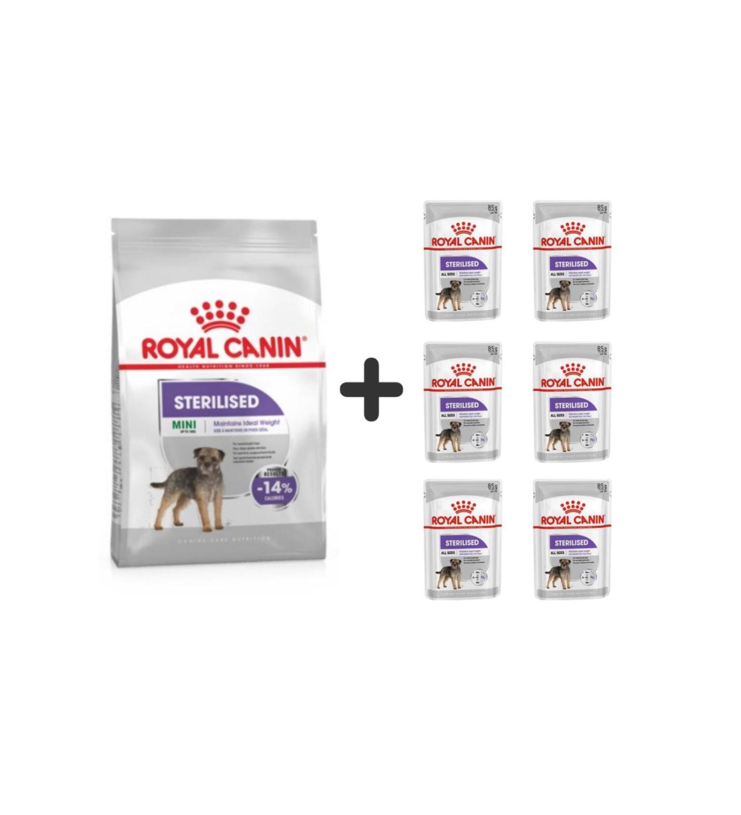 Royal Canin Mini Sterilized Neutered Dog Food 3 Kg + 6 Pieces Wet Food