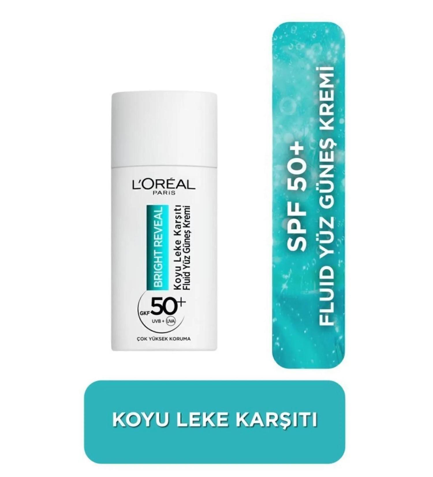 L'Oreal Paris Bright Reveal Spf 50+ Anti-Dark Spot Fluid Daily Face Sunscreen 50ml