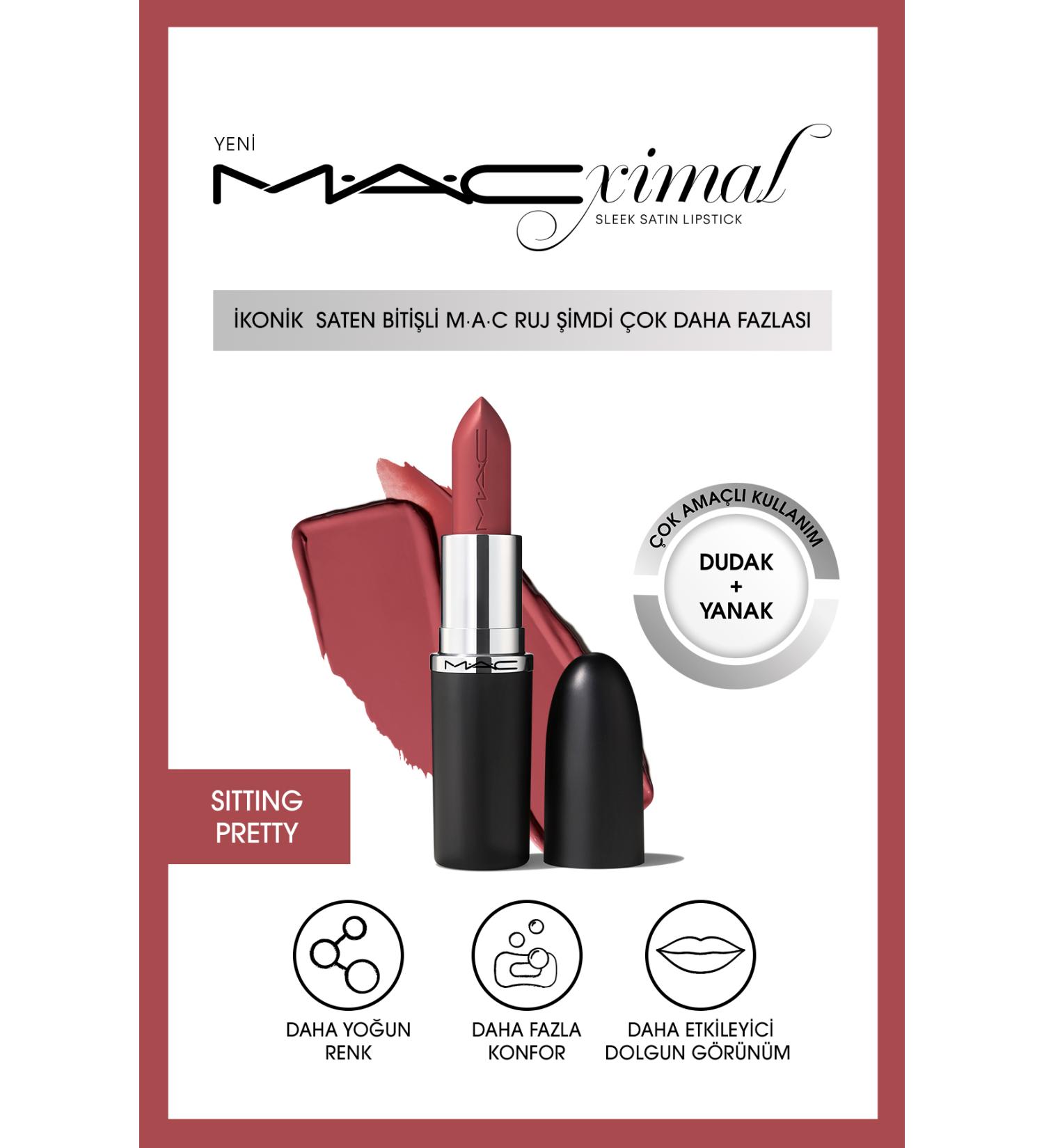 Mac Macximal Sleek Satin Lipstick Iconic Satin Finish Lipstick-sitting Pretty 3.5gm - Buy Online on GoSupps.com