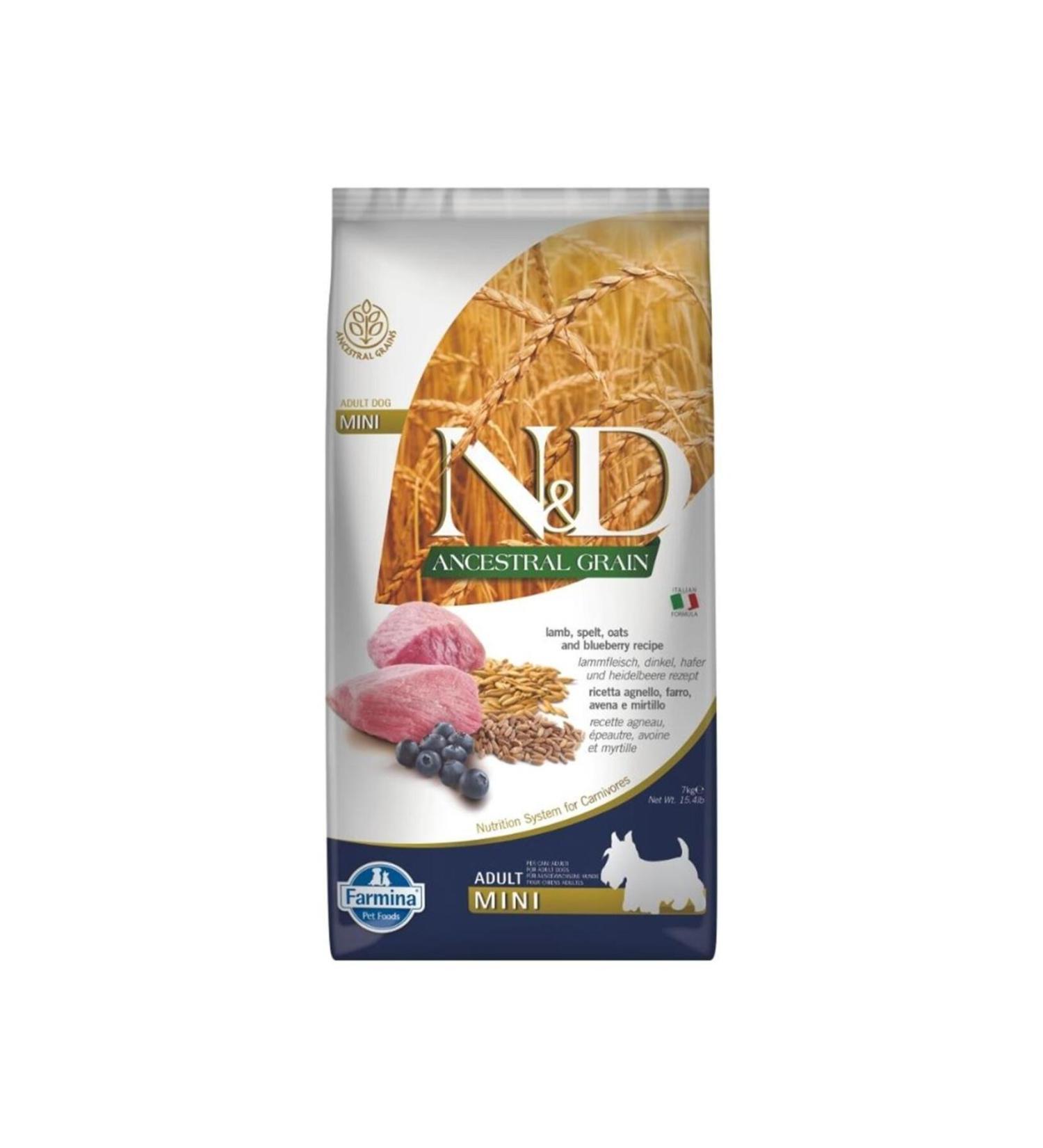 & D Ancestral Grain Lamb Wheat Oat & Blueberry Small Breed Adult Dog Food 7 Kg