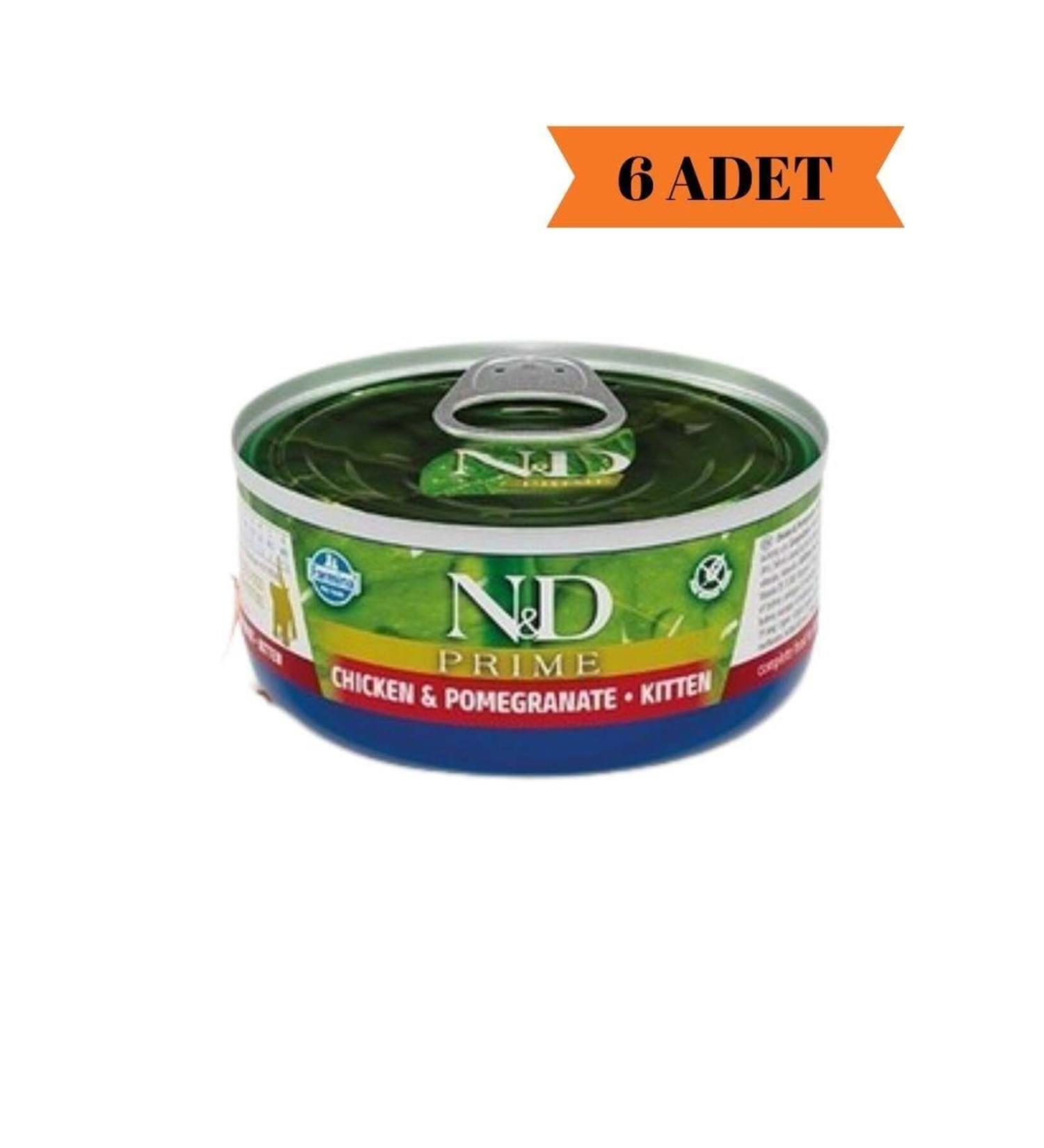 N & D Prime Grain-Free Chicken & Pomegranate Kitten Wet Food 70 gr X 6 Pieces