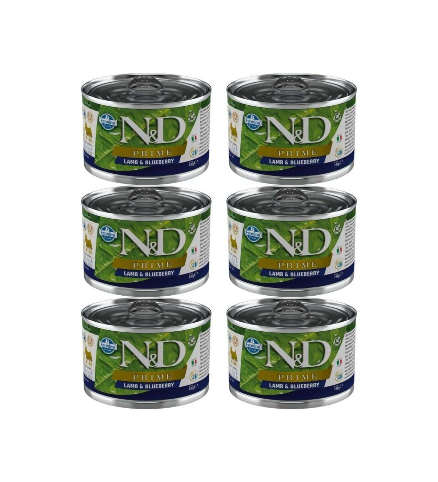 & D Prime Lamb and Blueberry Grain-Free Mini Breed Adult Dog Canned Food 140 gr X 6 Pieces
