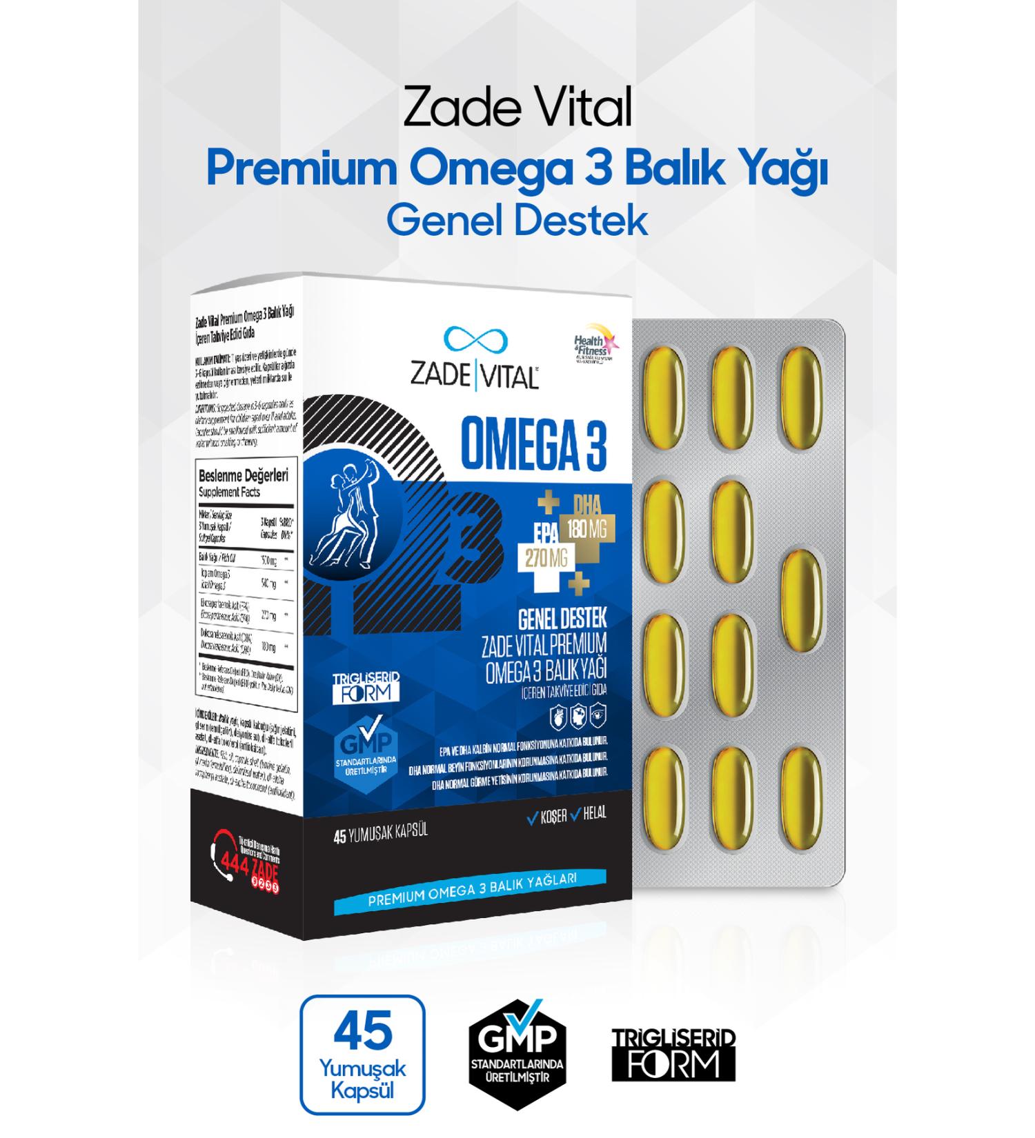 Zade Vital Premium Omega 3 Fish Oil General Support 45 Capsules