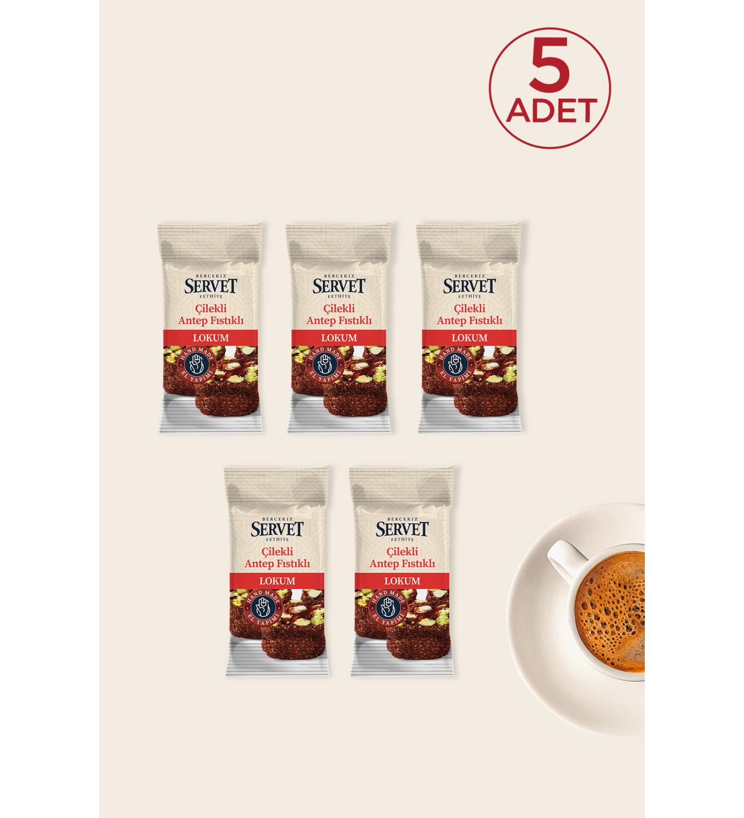 BERCEKIZ SERVET CONFECTIONERY Strawberry Pistachio Turkish Delight 5-Pack.