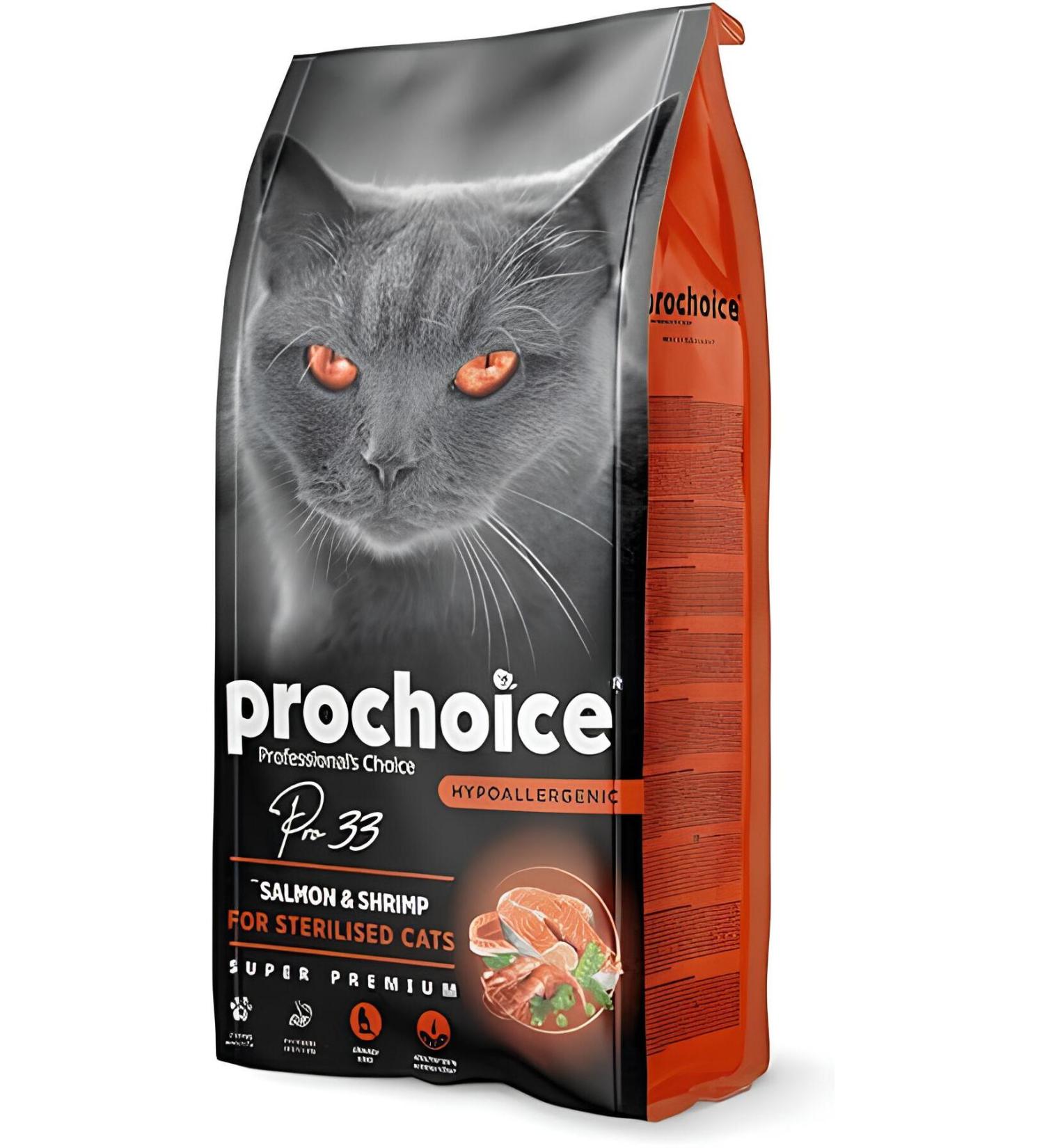 Pro Choice Pro33 Sterilized Salmon & Shrimp Hypoallergenic Cat Food 2 Kg