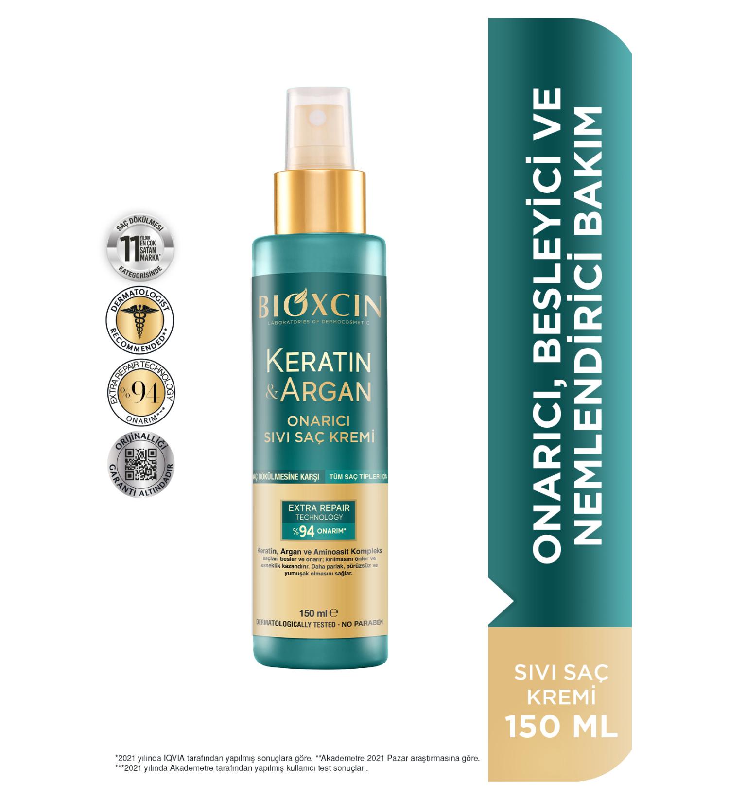 Bioxcin Keratin & Argan Repairing Liquid Hair Care Cream 150 ml - Damaged and Sensitive Hair - Buy Online on GoSupps.com