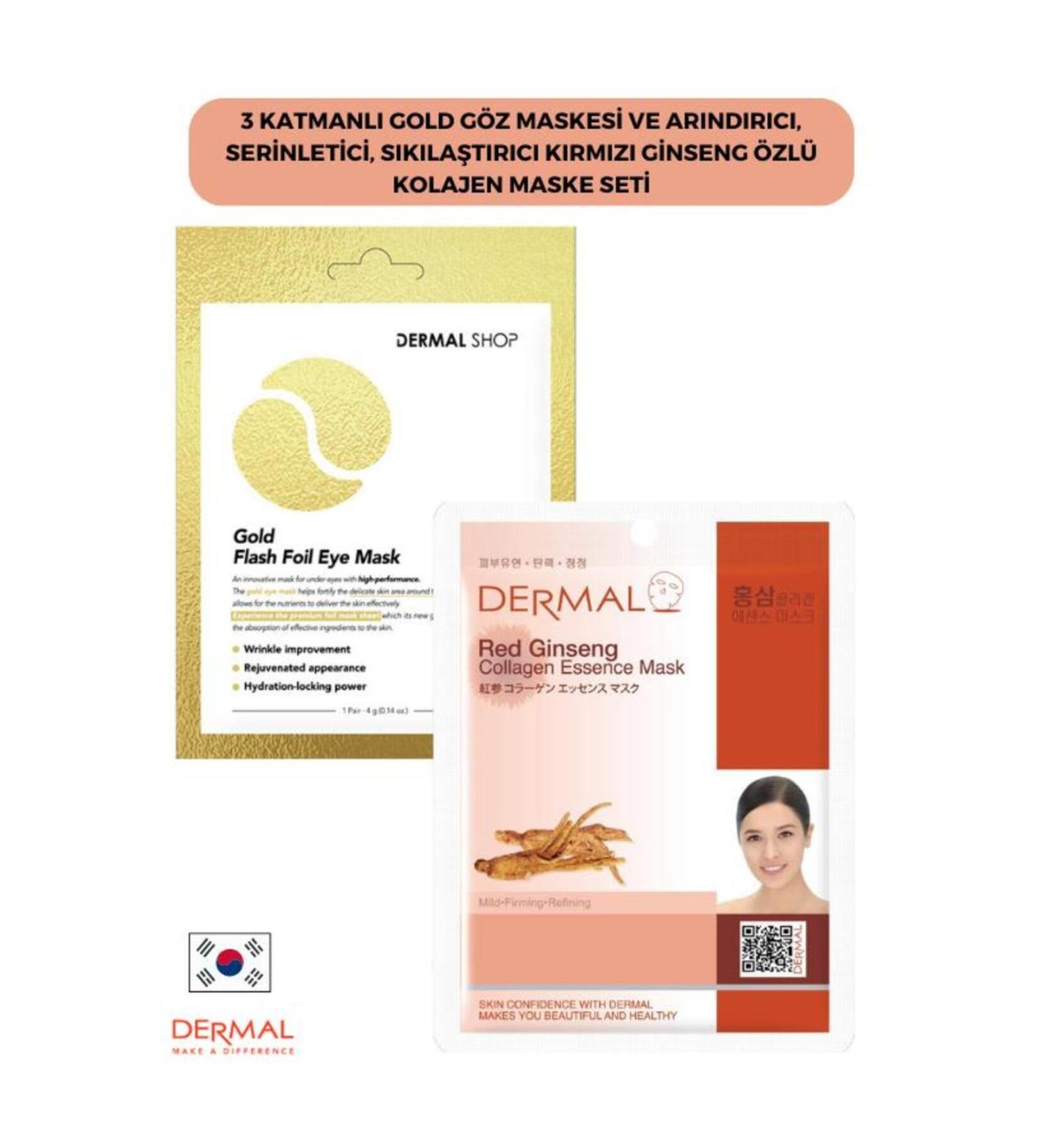 Dermal 3 Layer Gold Eye Mask and Purifying Cooling Firming Red Ginseng Extract Collagen M