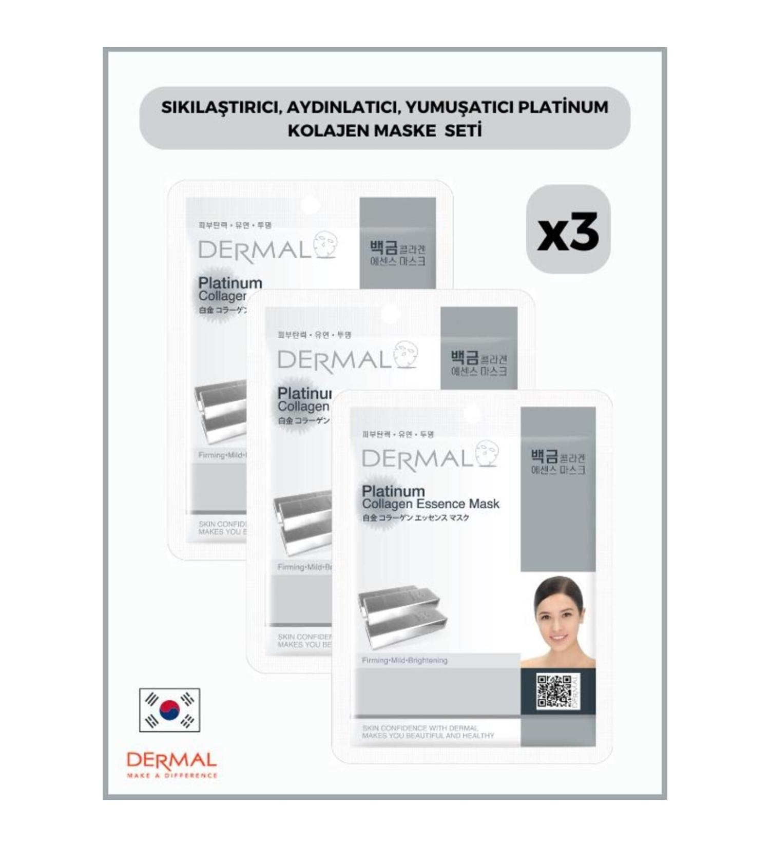 Dermal Firming Brightening Softening Platinum Collagen Mask 23 Gr 3 Pieces - Buy Online on GoSupps.com