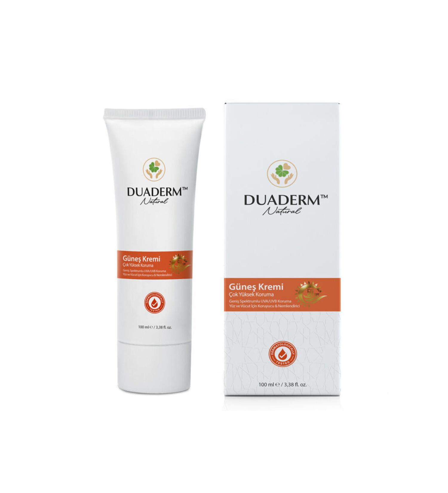 Duaderm Moisturizing Nourishing Face and Body Sunscreen 50spf (Vitamin E UVA UVB) 100ml Tube