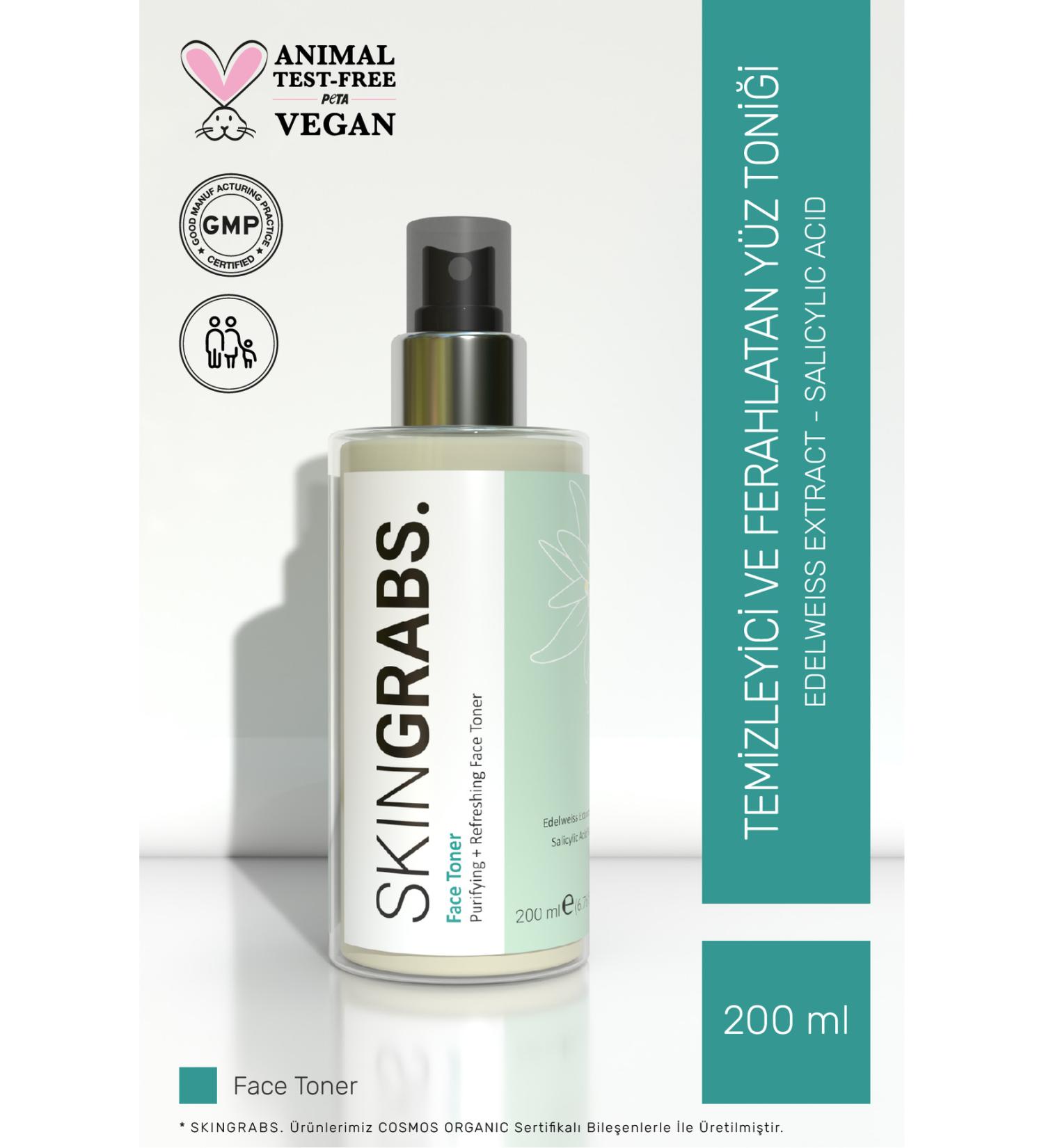 SkinGrabs.Skincare Organic Salicylic Acid and Edelweiss Revitalizing Toner (PURIFYING & REFRESHING FACE TONER) - Buy Online on GoSupps.com