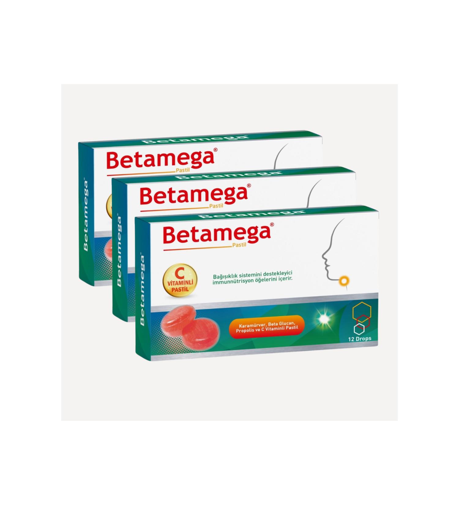 BETAMEGA Pastille 3 Pack - Pastille Containing Black Elderberry Beta Glucan Propolis - 12 Pieces - Buy Online on GoSupps.com