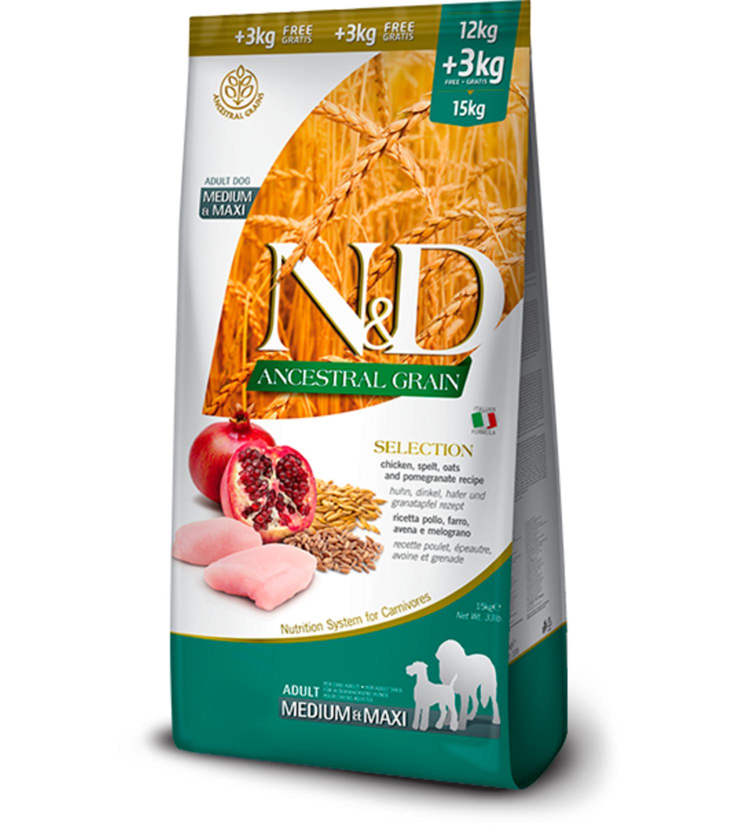 N & D ANCESTRAL GRAIN DOG FOOD 12+3 Kg - From Petshop