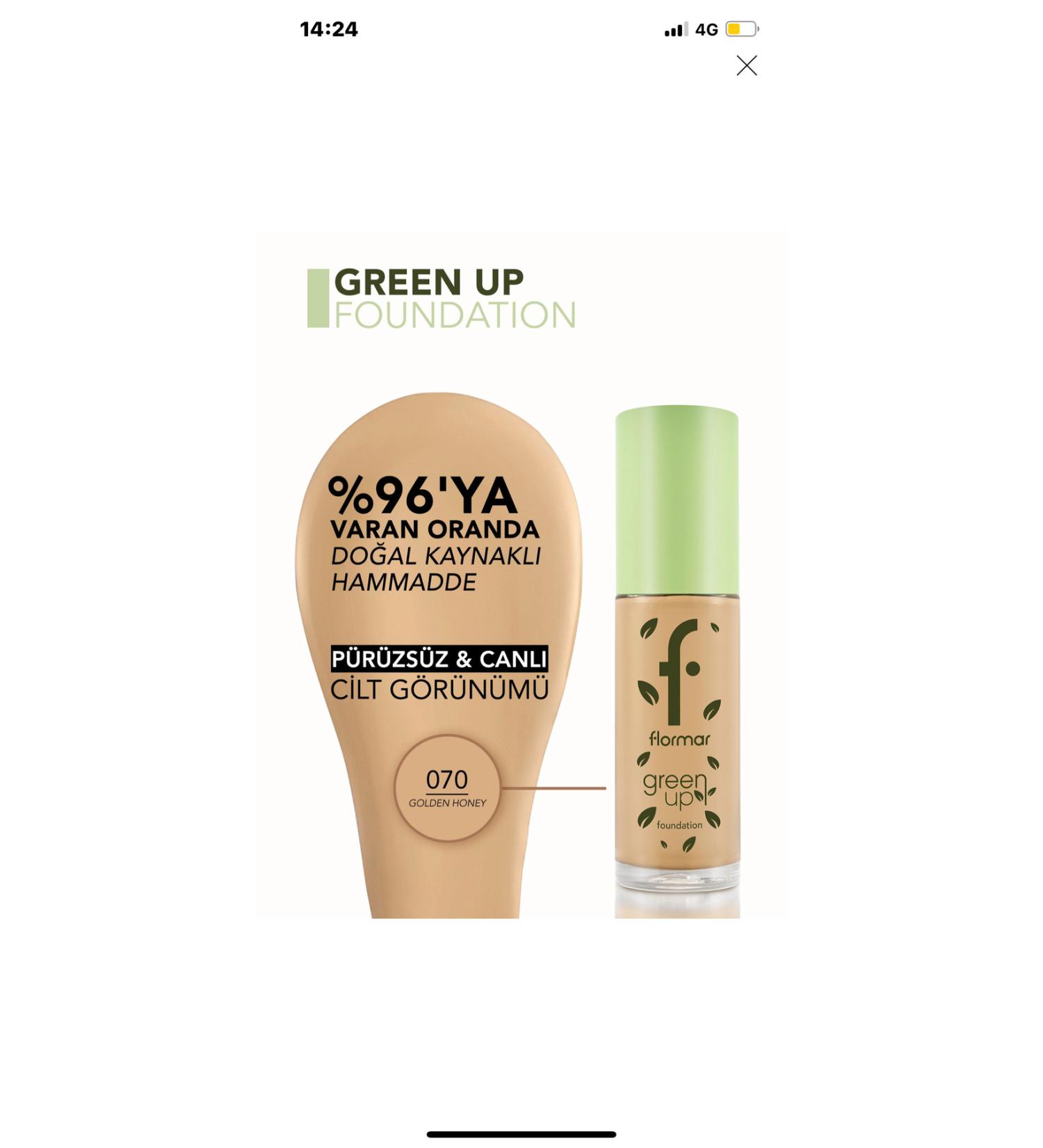 Flormar Green up foundation 70 golden honey