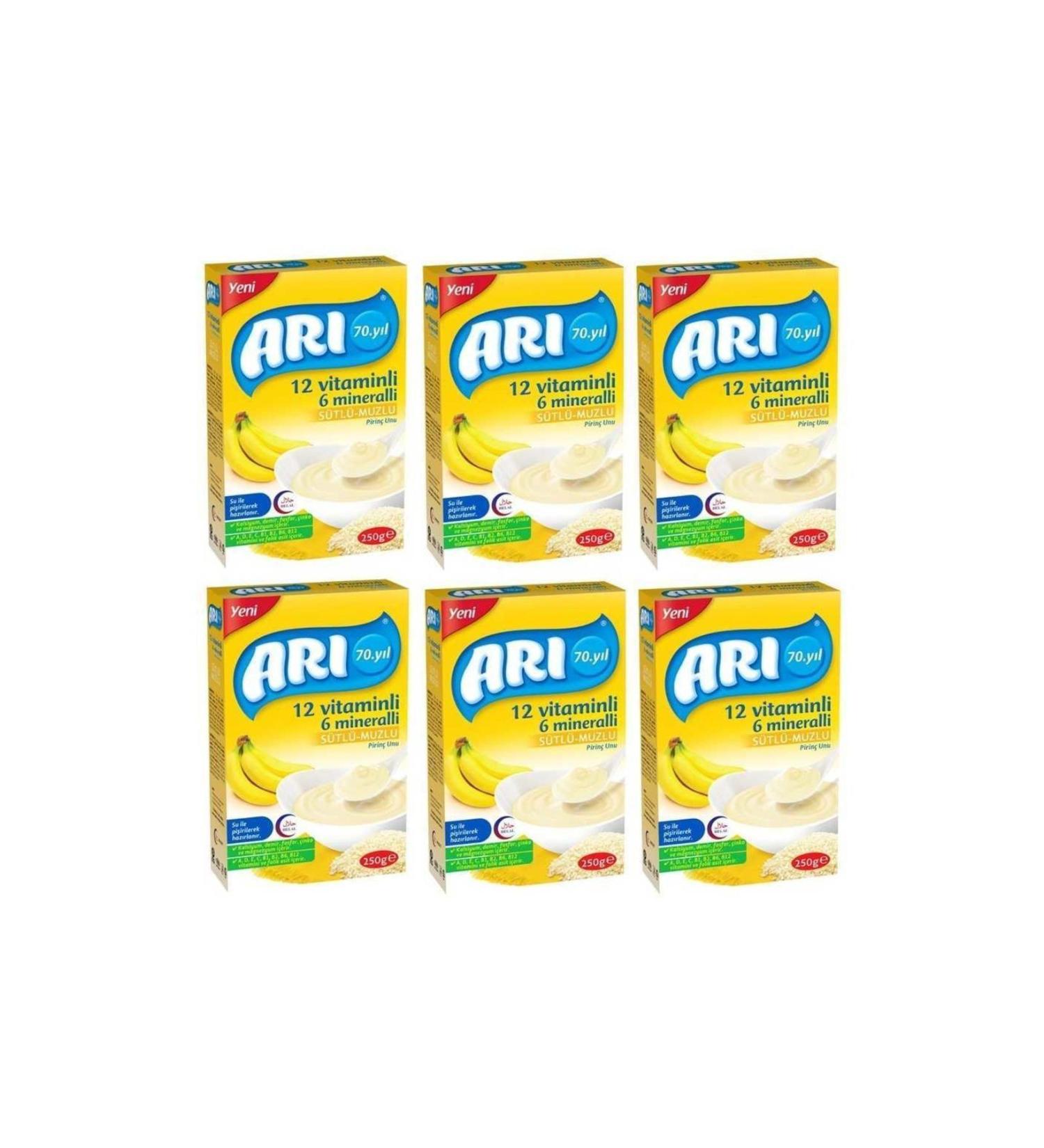 Bee Food Milk Banana Rice Flour 250 gr X 6 Pieces