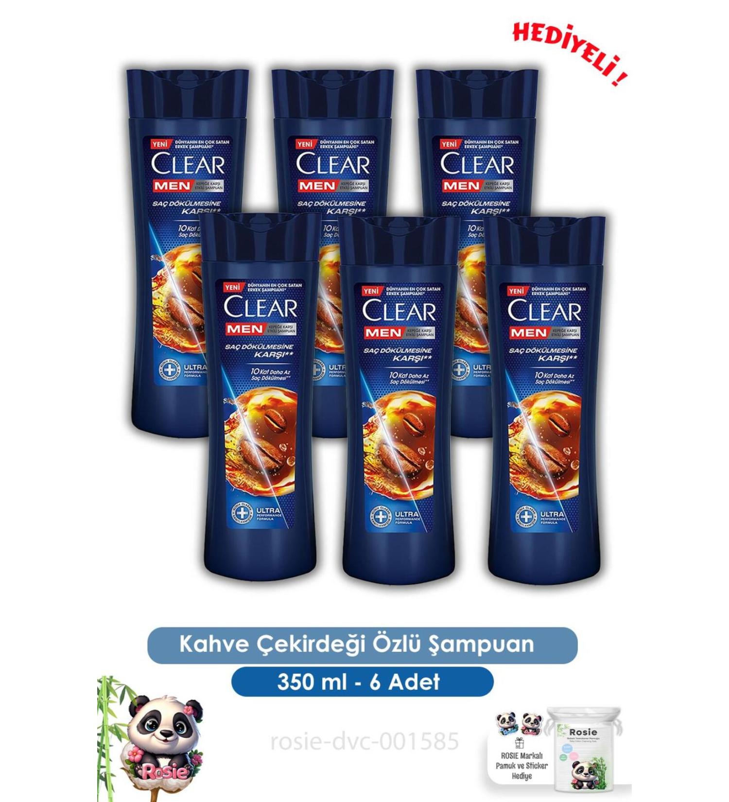 Clear Men 6-pack Coffee Bean Extract Shampoo 350 ml and ROSIE - Buy Online on GoSupps.com