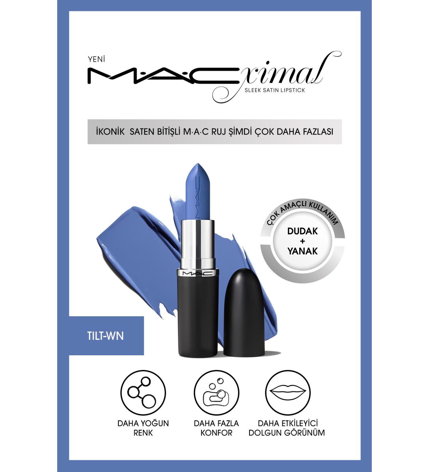 Mac Macximal Sleek Satin Lipstick Ikonik Saten Biti li Ruj-t lt 3.5gm - Buy Online on GoSupps.com