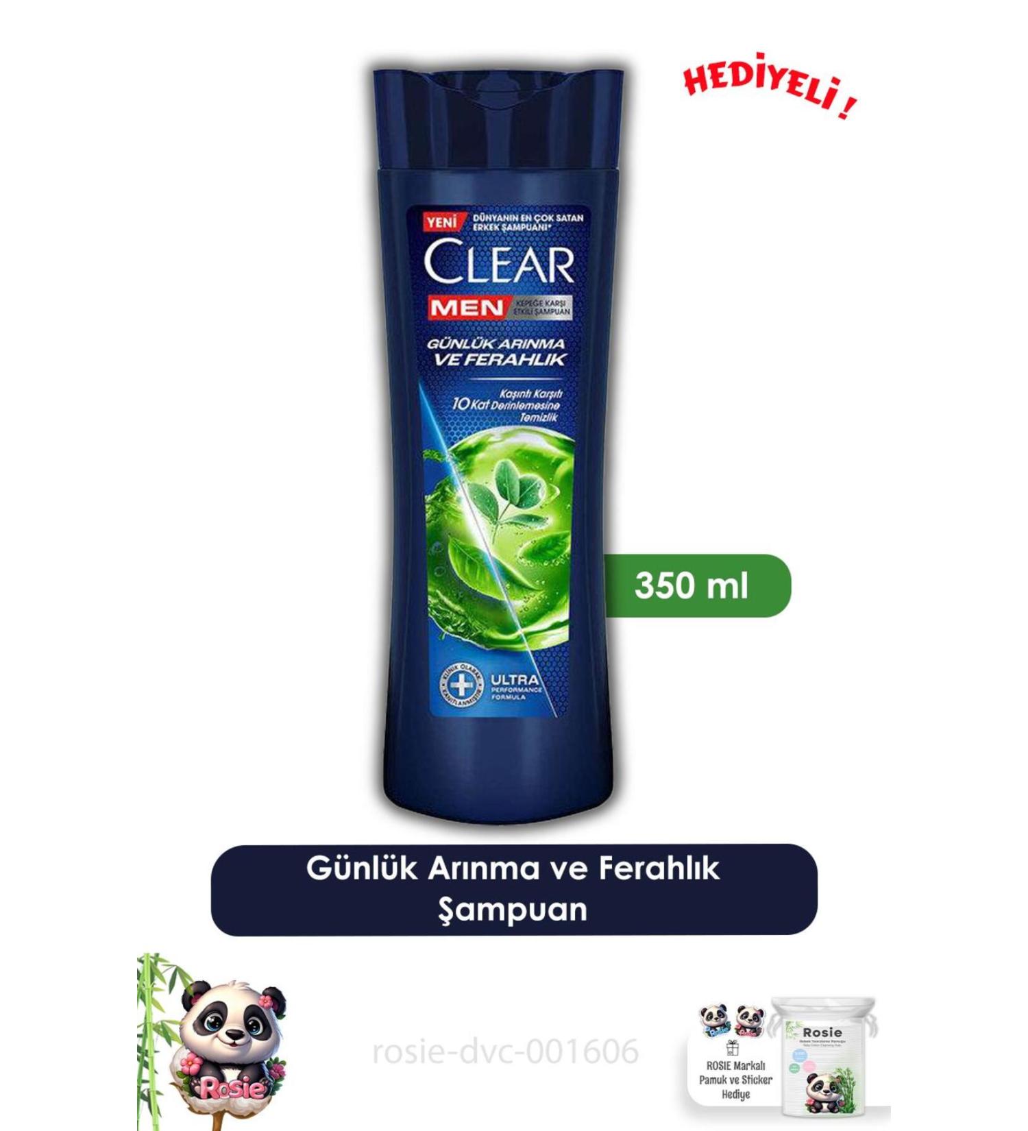 Clear Men Daily Purification and Freshness Shampoo 350 ml and ROSIE