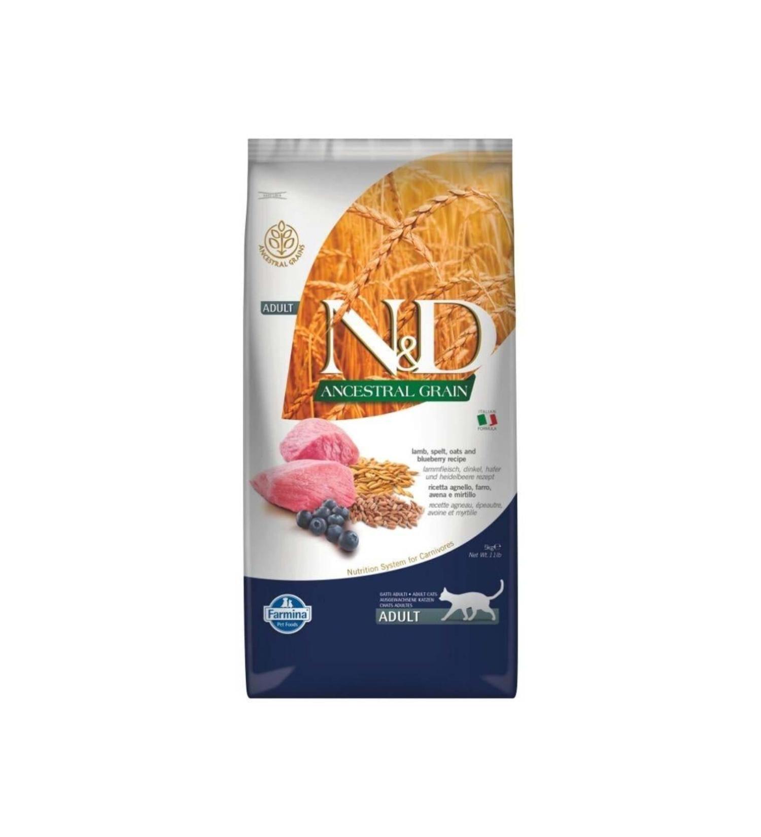 N & D Ancestral Grain Lamb & Blueberry Adult Cat Food 5 Kg