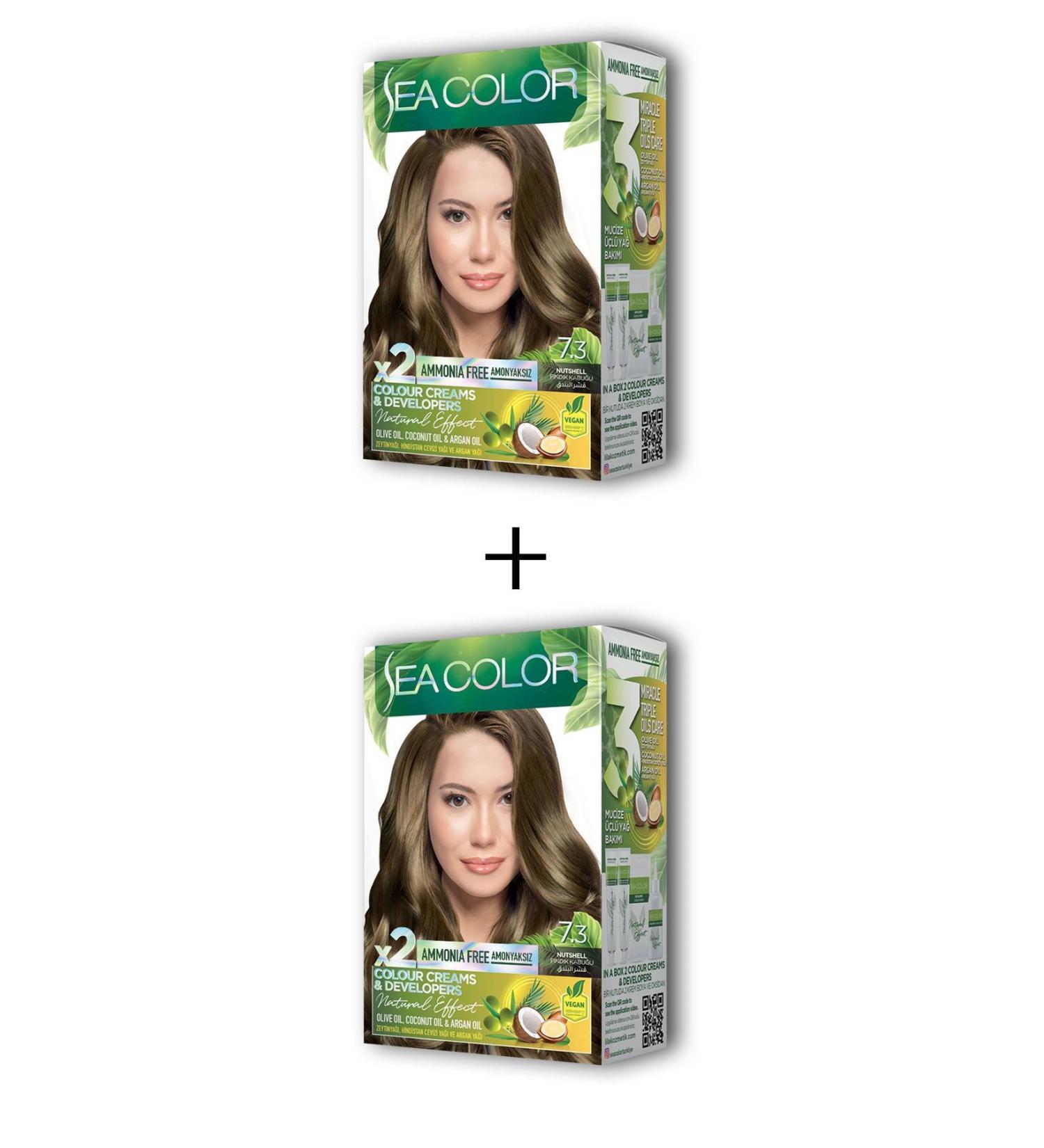 2X2 Tube Cream Hair Dye Set Hazelnut Shell No:7.3