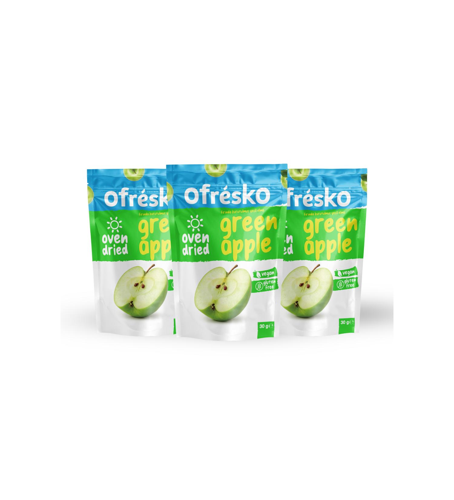 Ofr sko Oven Dried Green Apple 30 G Doypack - Dried Fruit 3 pack
