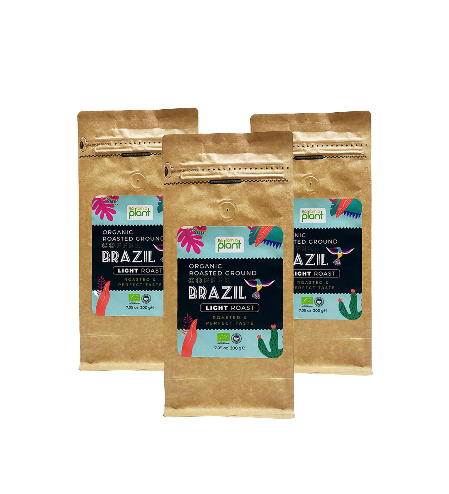 I am a plant Organic Ground Filter Coffee Brazilian Light 3x200 Gr Advantage Package