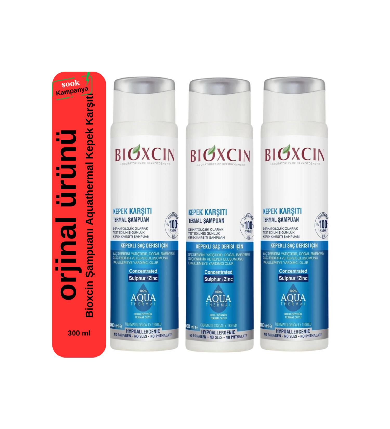 Bioxcin 3-pack Aqua Thermal Anti-Dandruff Shampoo 300ml All Hair Types
